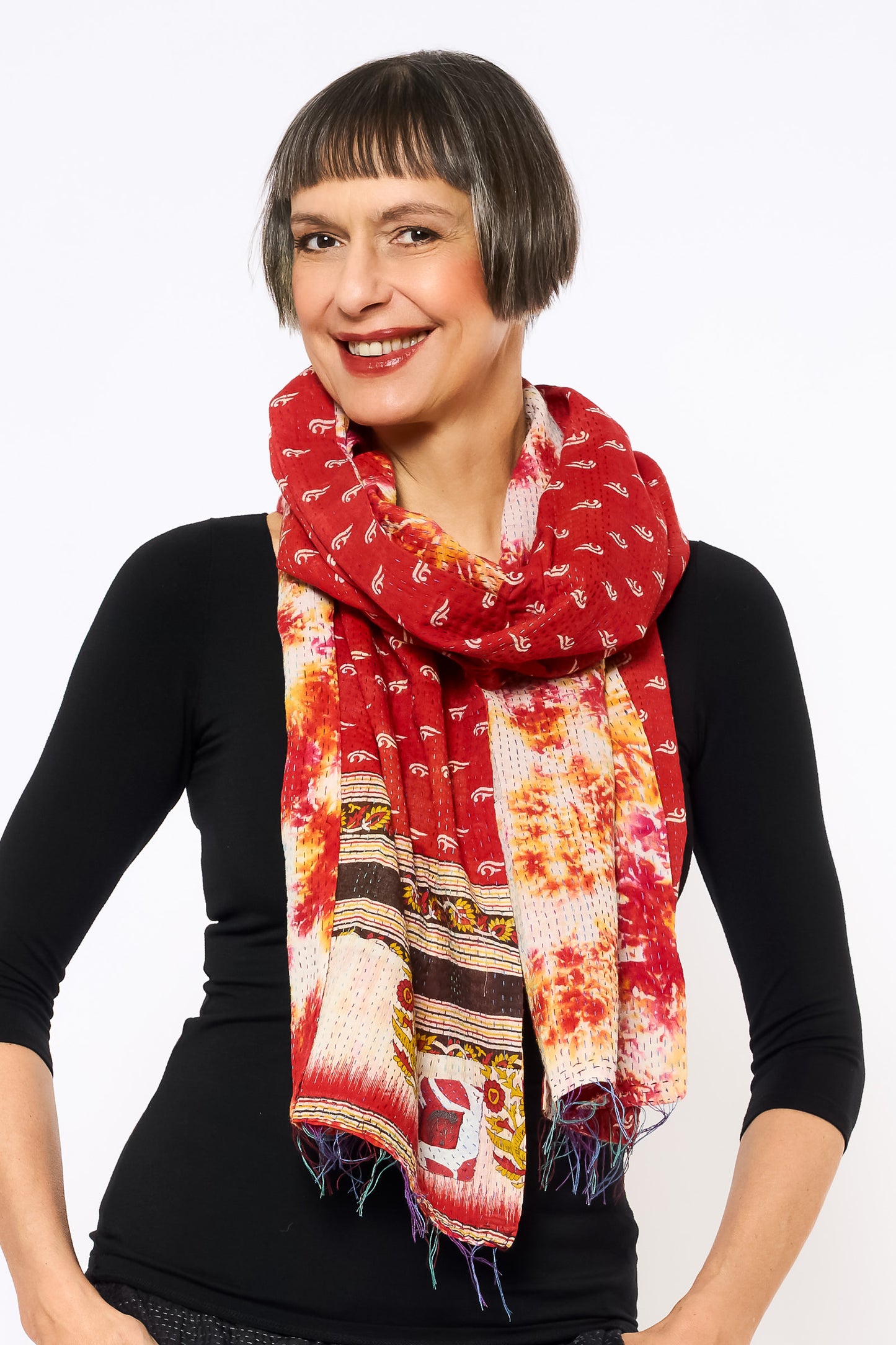 VINTAGE COTTON KANTHA SCARF STANDAR - cv2801-0028a -