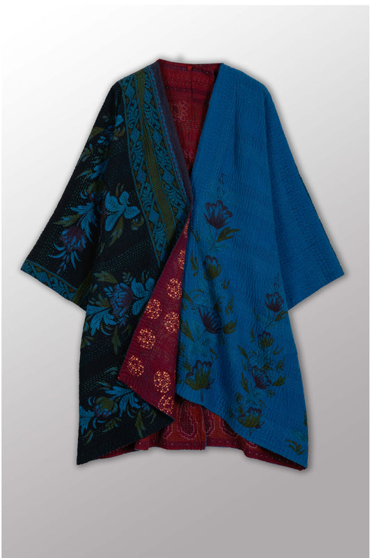 COTTON OVERDYE KANTHA KIMONO DUSTER - ov4317-cblu001a -