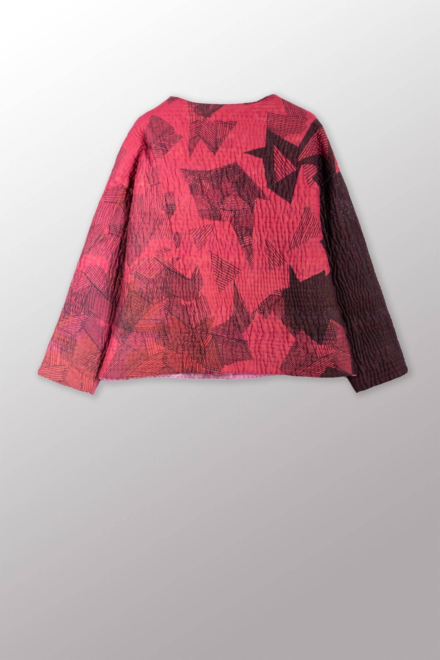 QUILTED OVERDYE COTTON KANTHA CREW NECK SHORT JKT - oq5053-cred003a -