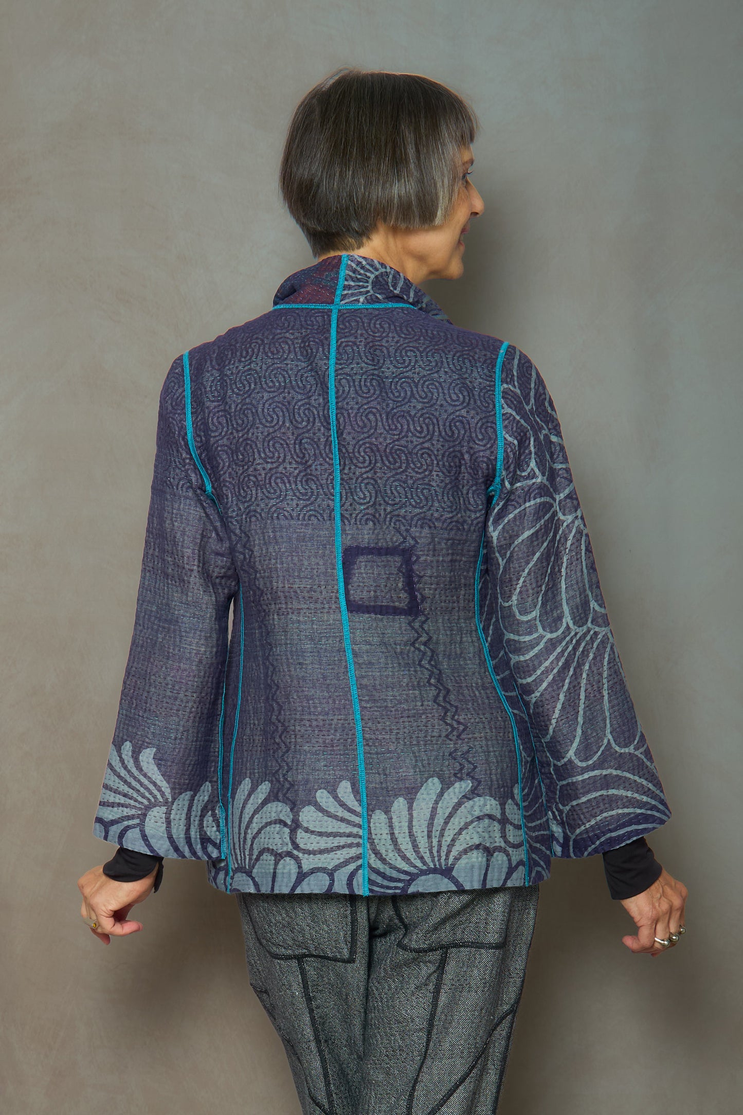 VINTAGE COTTON KANTHA SHORT JKT - cv4007-0335m -