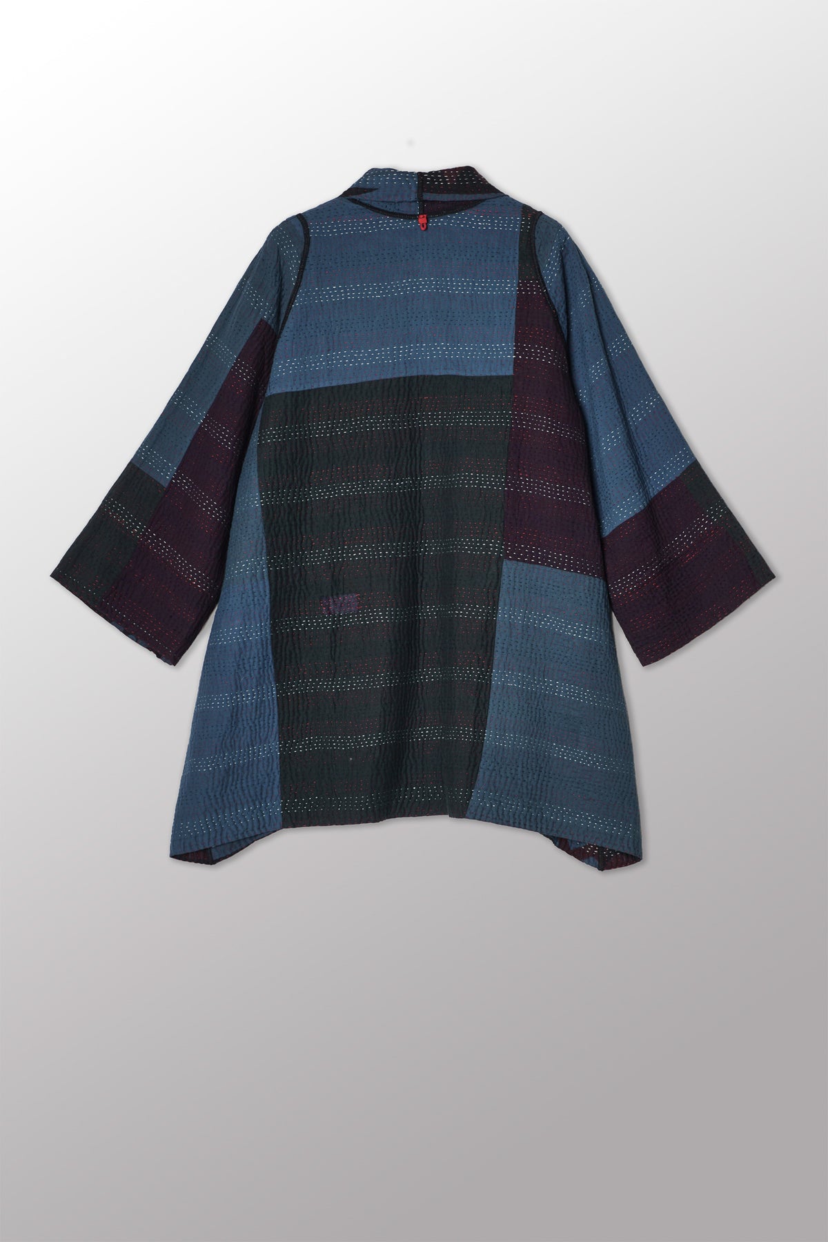 OVERDYED MONOTONE IKAT KANTHA A-LINE JKT - ov-mi4003-nvy -
