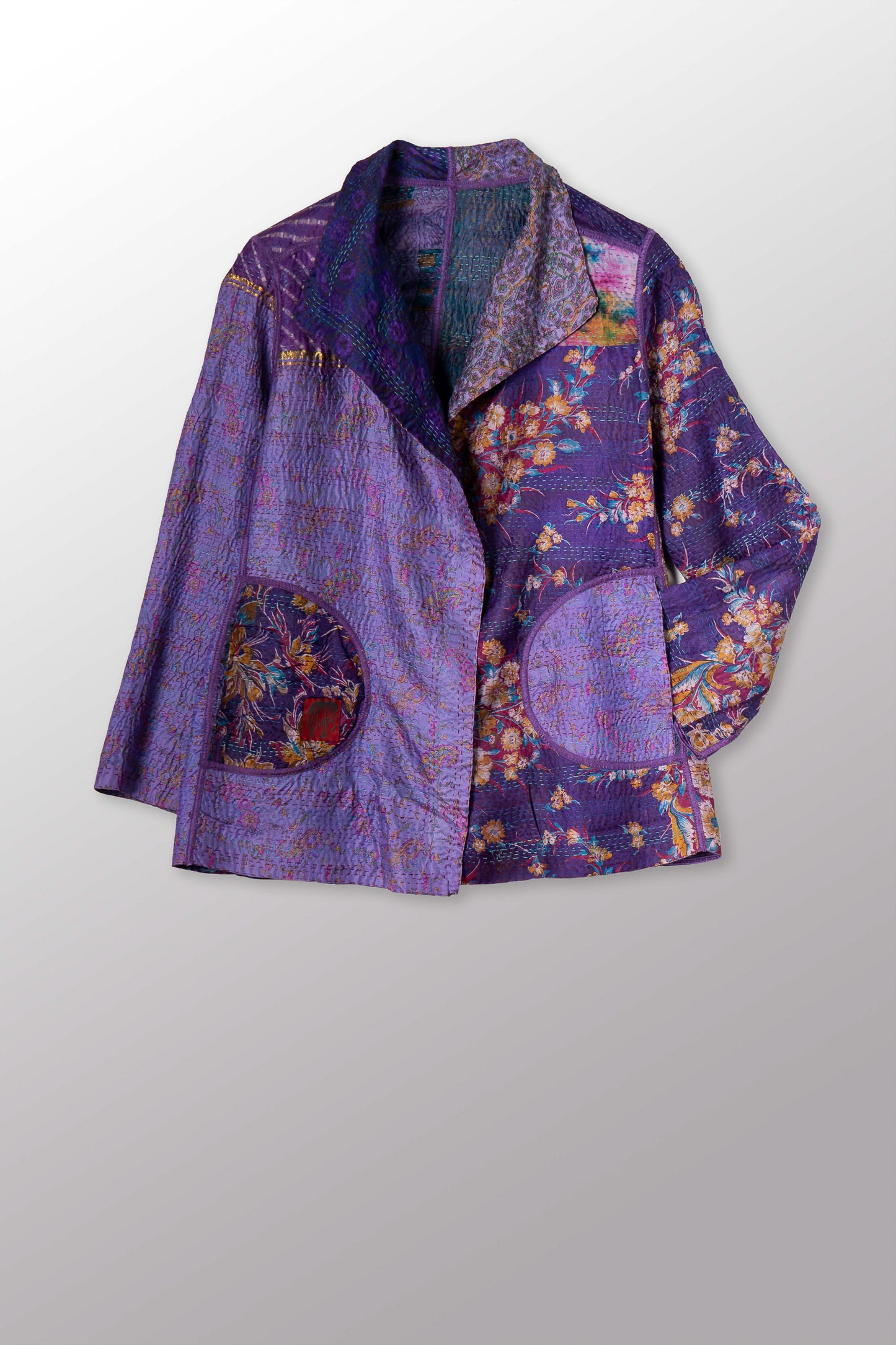 VINTAGE SILK KANTHA SHORT JKT - sv2007-0066s -