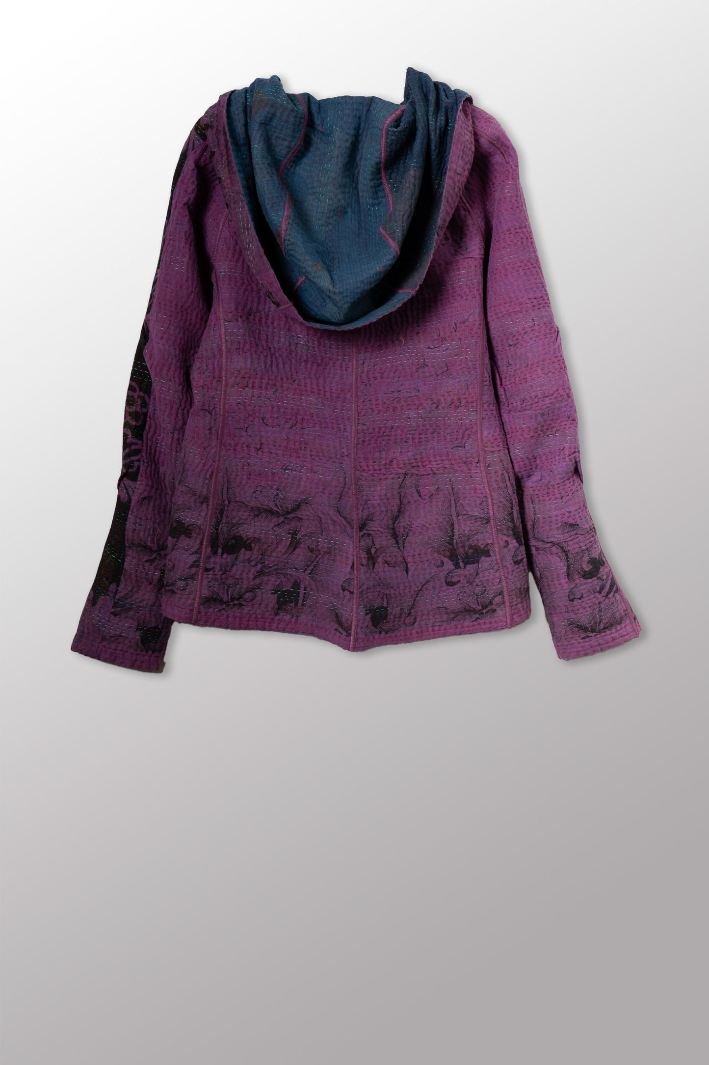 COTTON OVERDYE KANTHA HOODIE JACKET - ov4036-cprp002s -