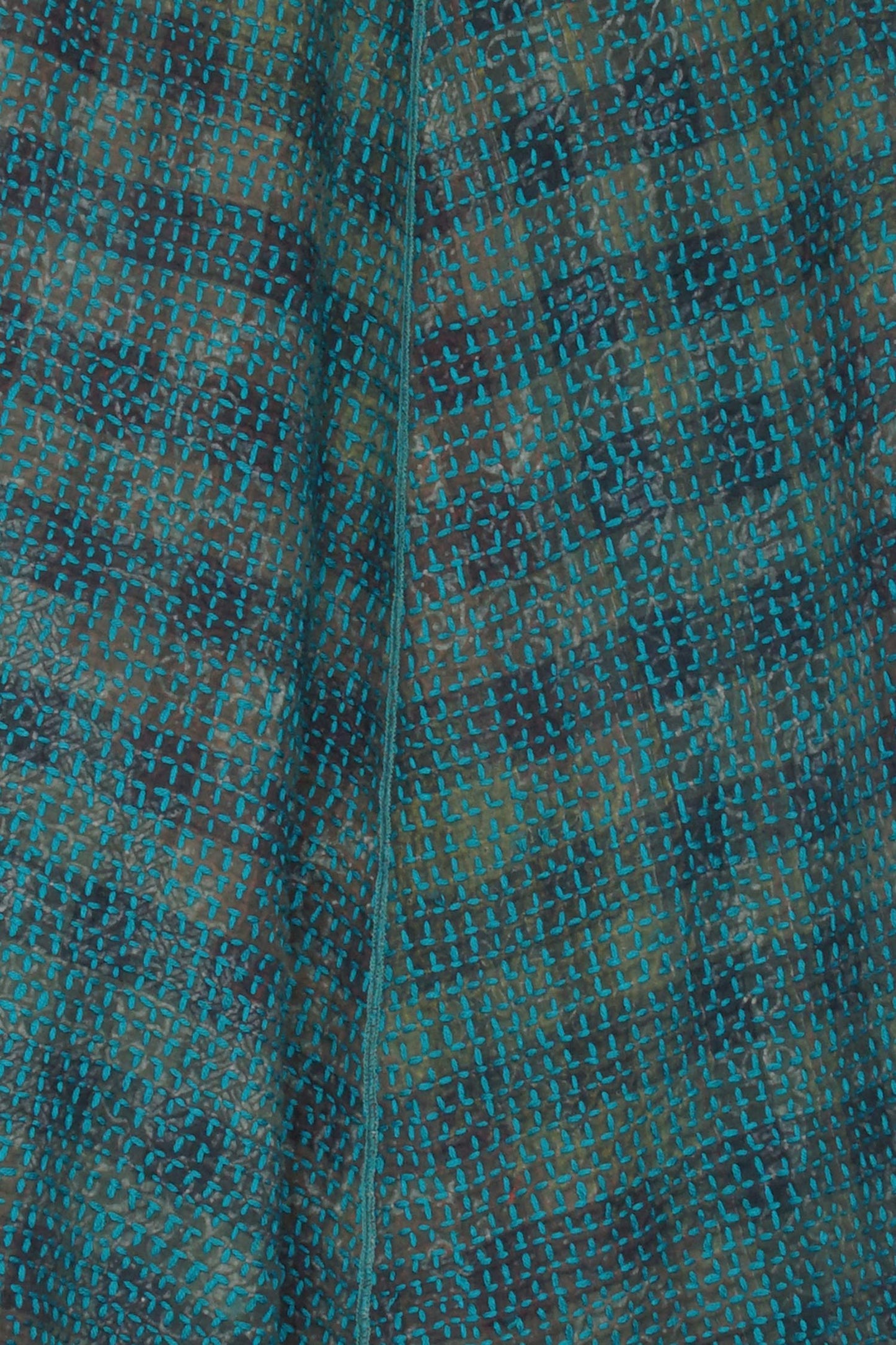 WOOL WAFFLE KANTHA CIRCULAR VEST - ww3201-tel -
