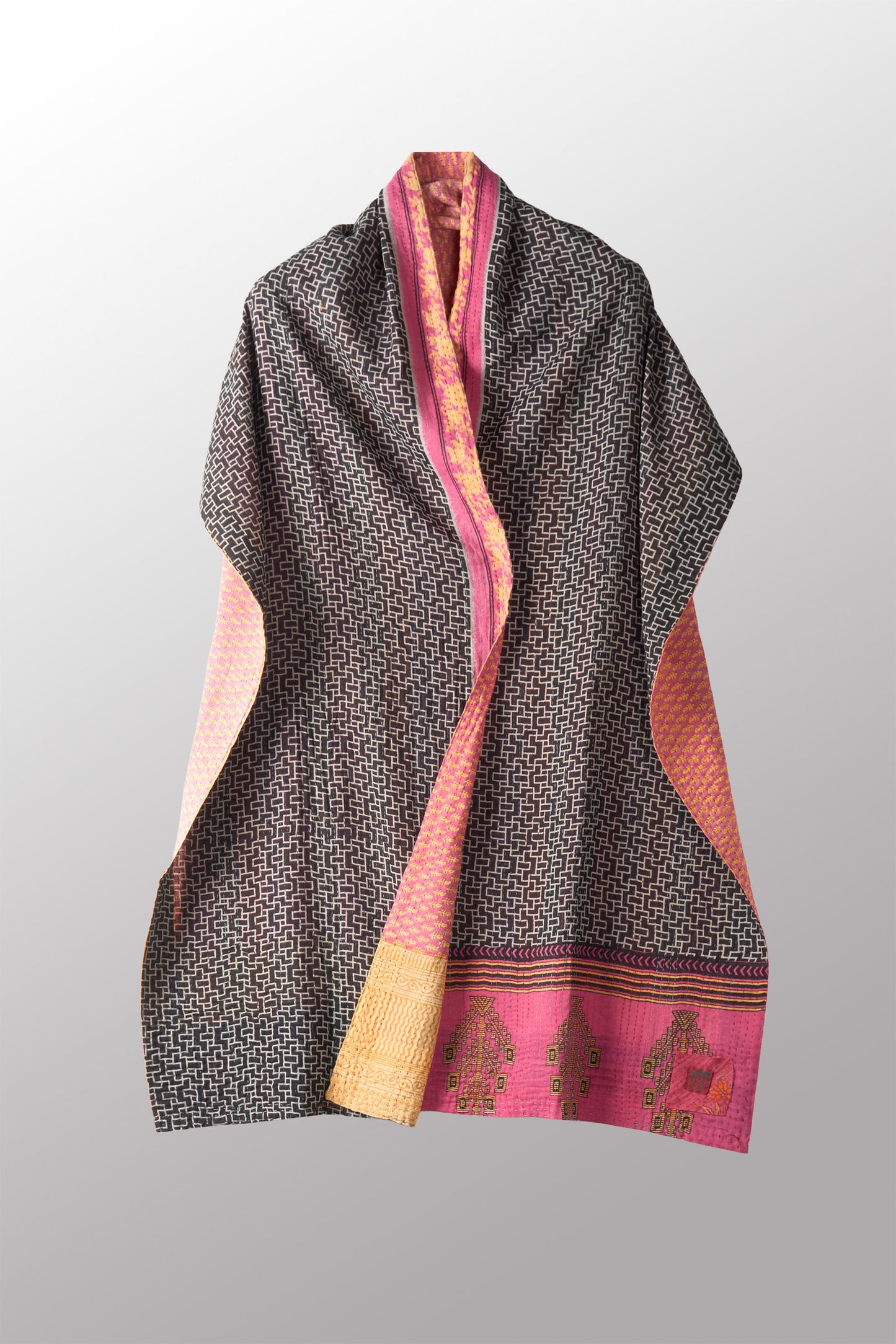 VINTAGE COTTON KANTHA SCARF STANDARD - cv2801-0007a -
