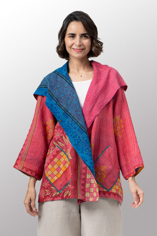 VINTAGE COTTON KANTHA FLARE JKT - cv2010-0067a -