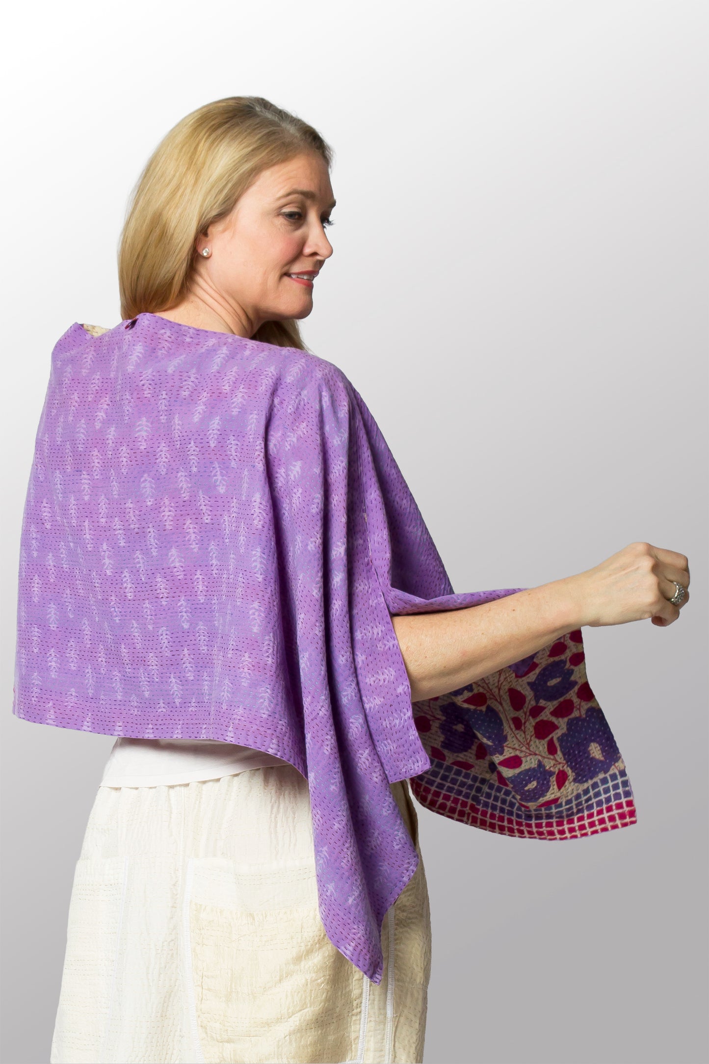 VINTAGE COTTON KANTHA CAPE