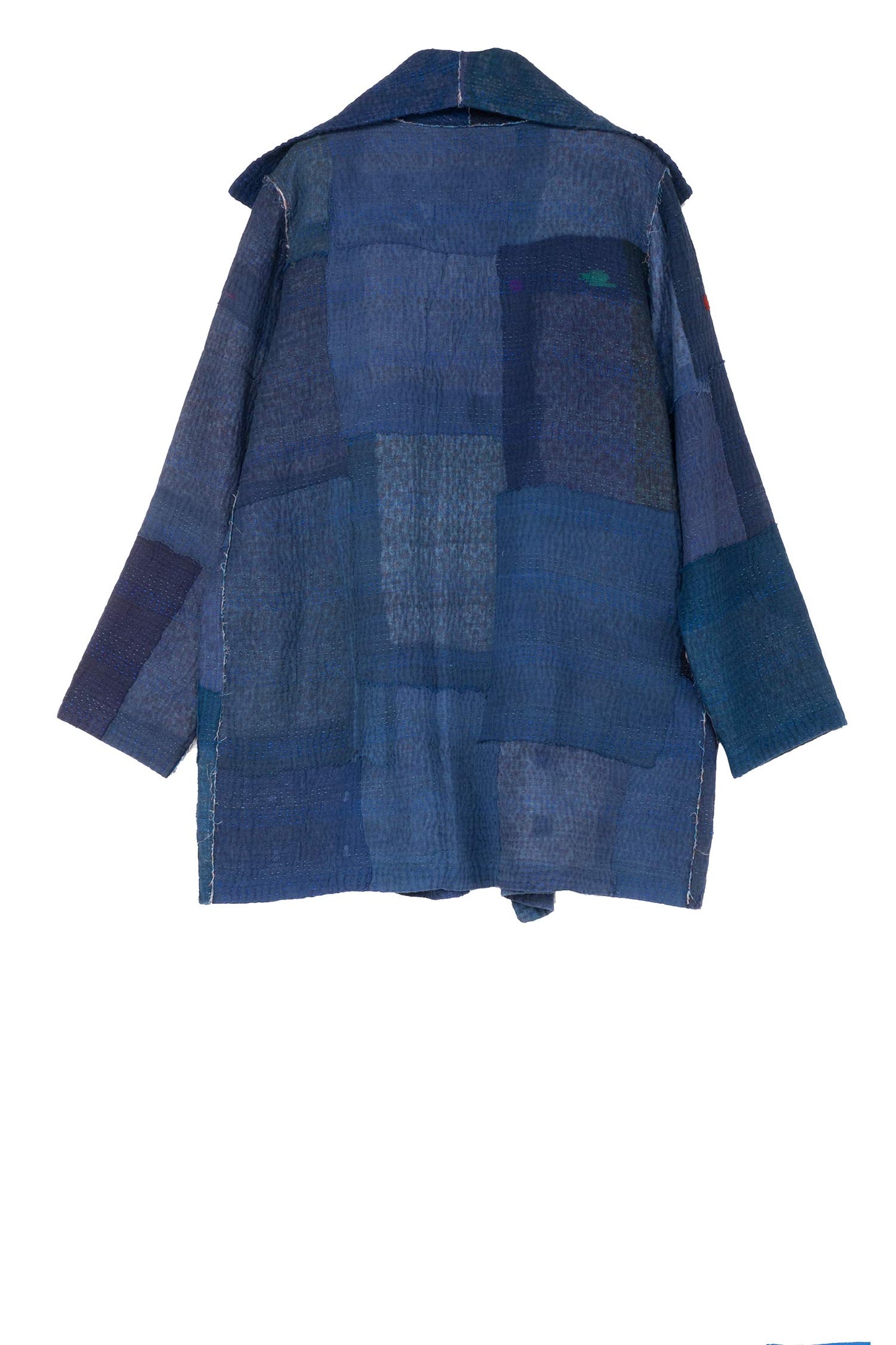 FRAYED PATCH KANTHA POCKET JKT - fi4002-nvy -