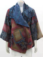 VINTAGE SILK GEORGETTE COTTON KANTHA CIRCULAR LONG JKT - gc2009-9001a -