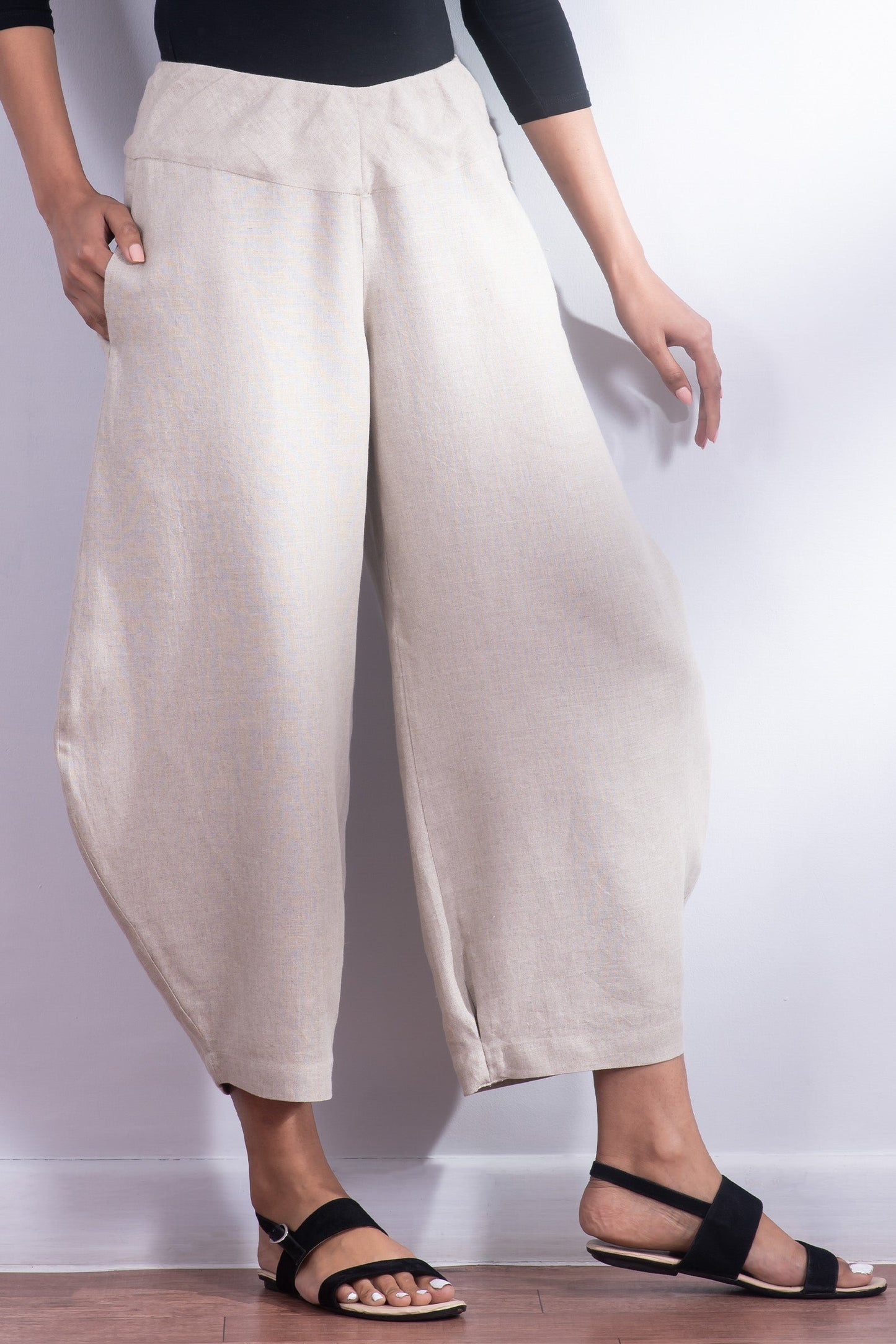 LINEN HAREM PANTS - ln1605-ntl -