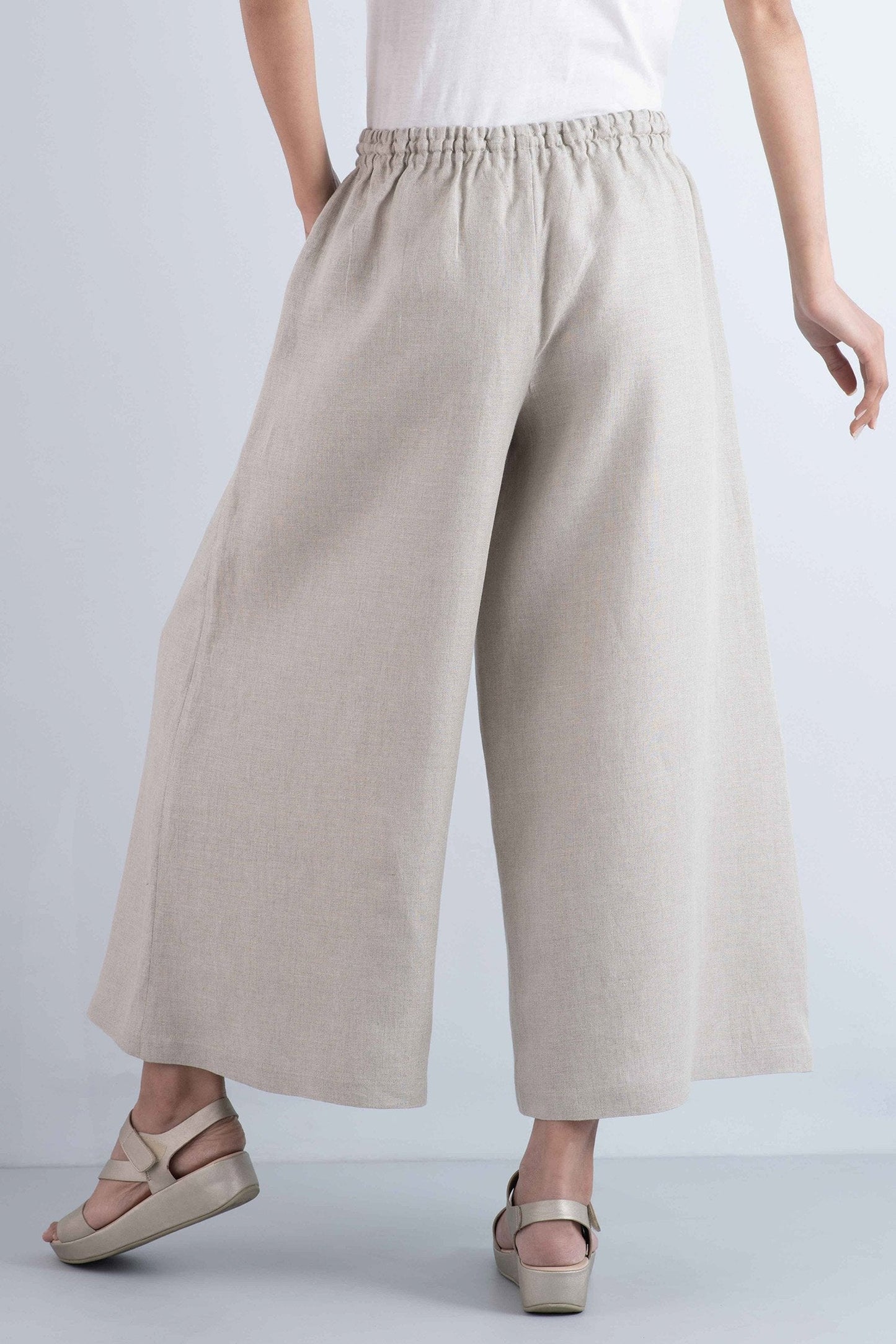 LINEN DRAW STRING GAUCHO - ln1627-ntl -