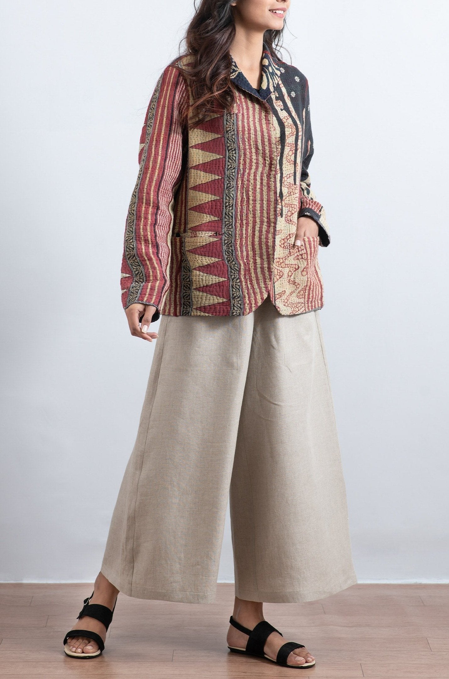 LINEN DRAW STRING GAUCHO - ln1627-ntl -