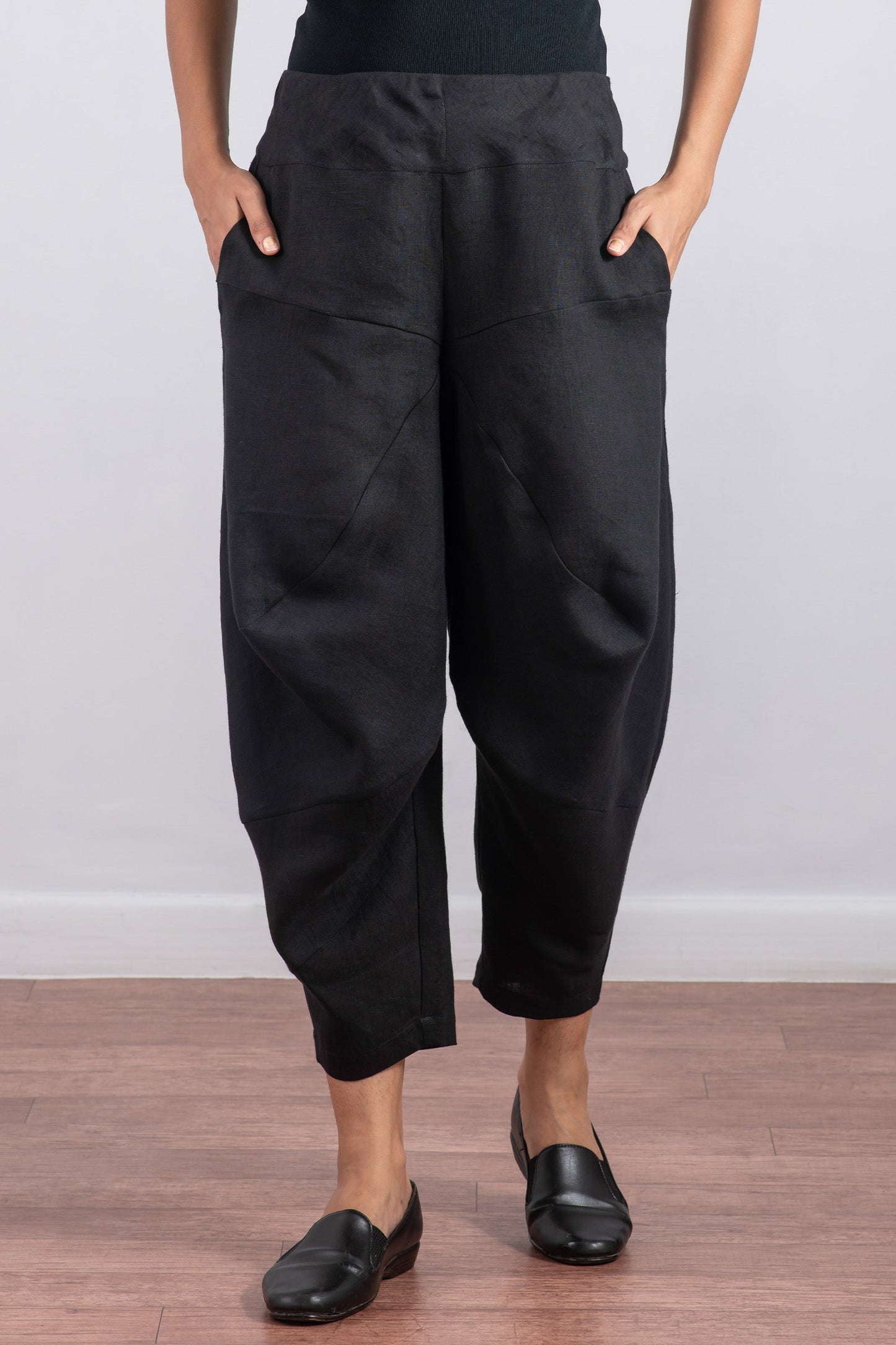 LINEN YAMAHA PANTS - ln1632-blk -
