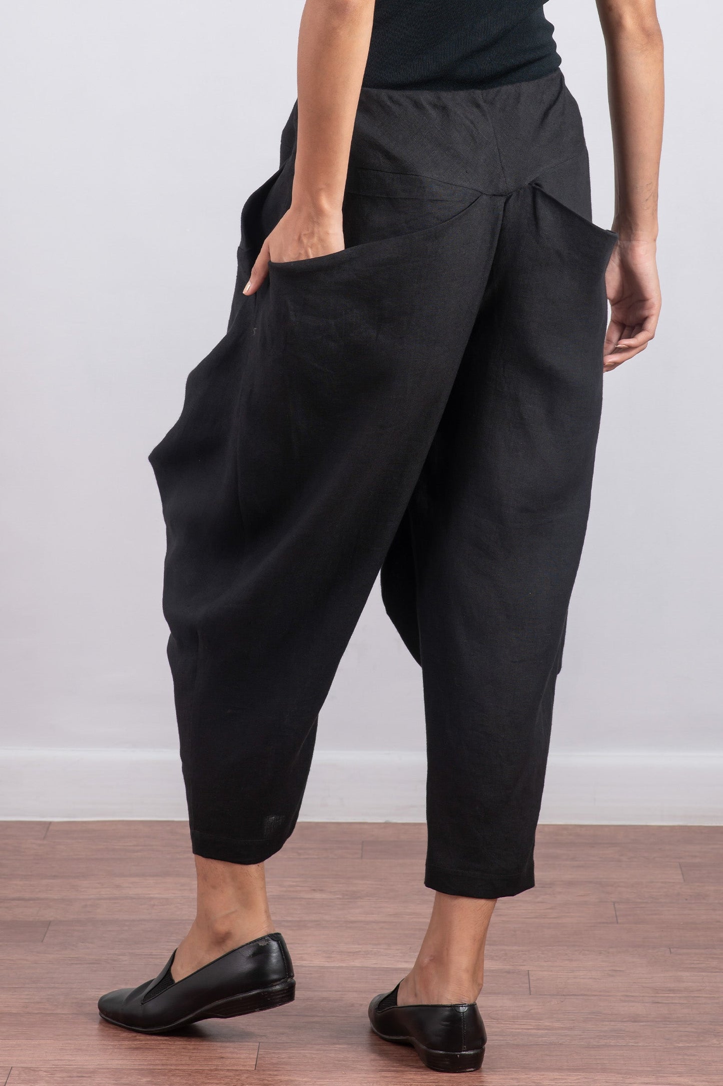 LINEN YAMAHA PANTS - ln1632-blk -