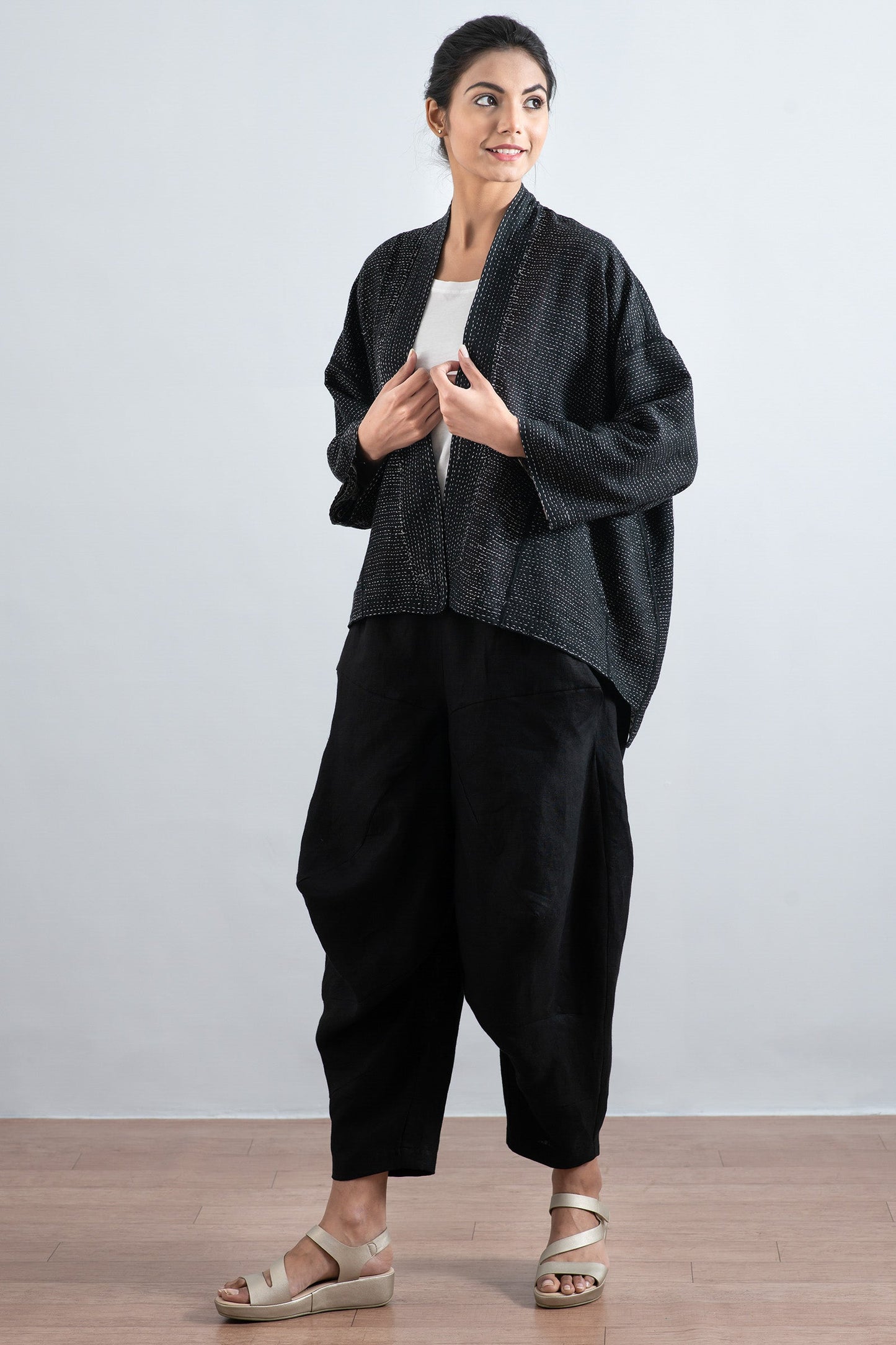 LINEN YAMAHA PANTS - ln1632-blk -