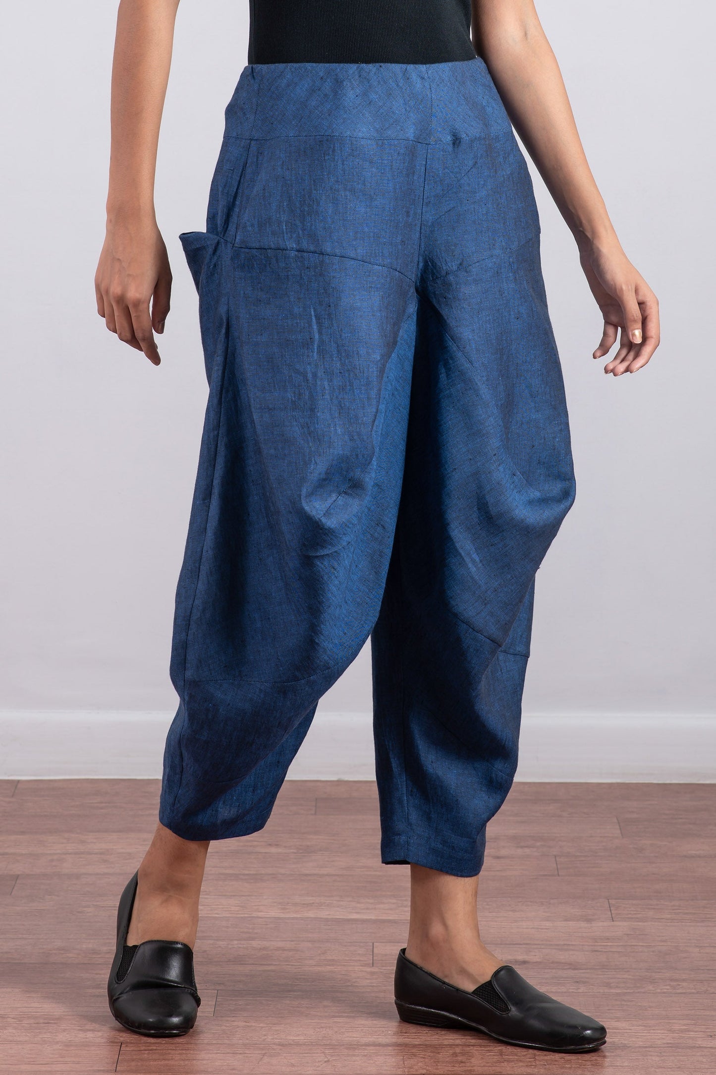 LINEN YAMAHA PANTS - ln1632-nvy -