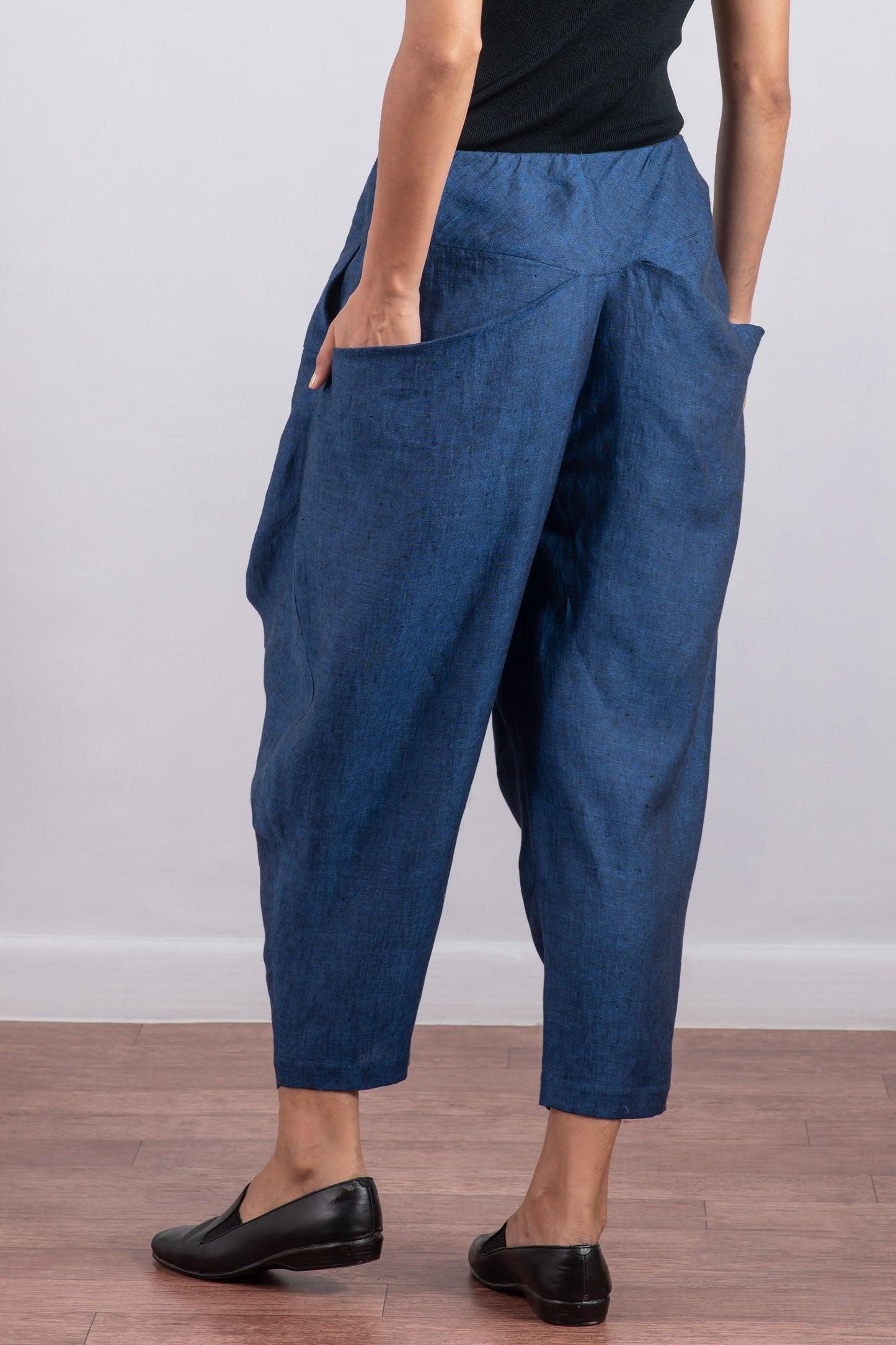 LINEN YAMAHA PANTS - ln1632-nvy -