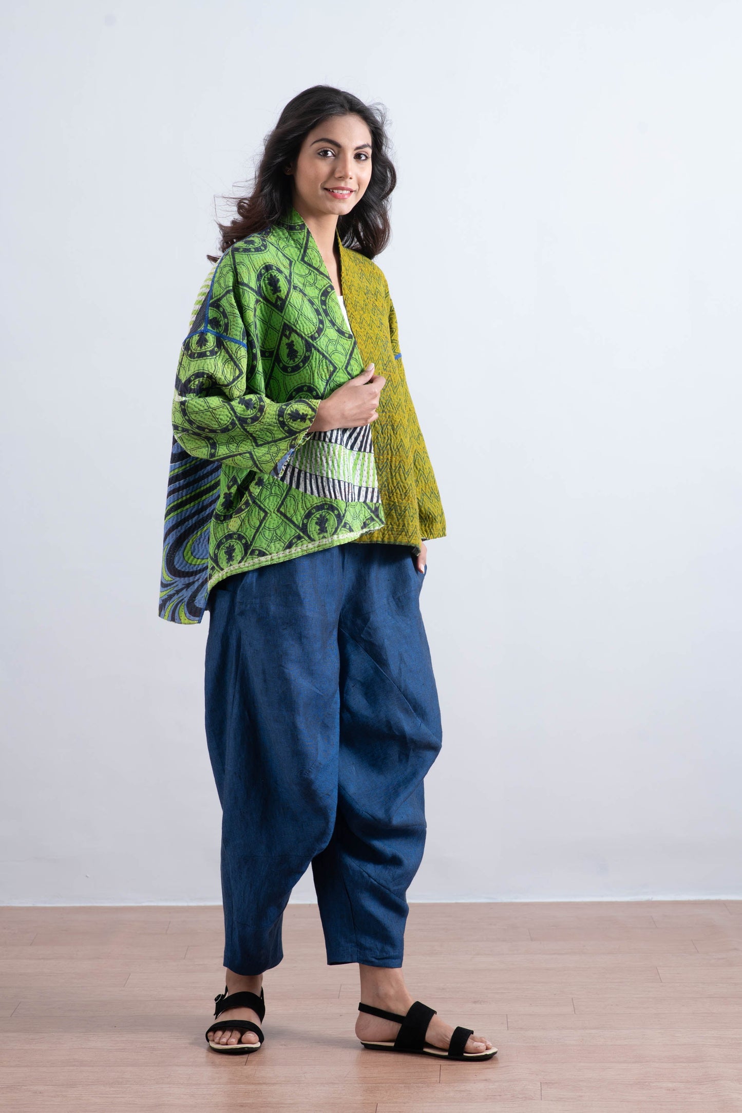 LINEN YAMAHA PANTS - ln1632-nvy -