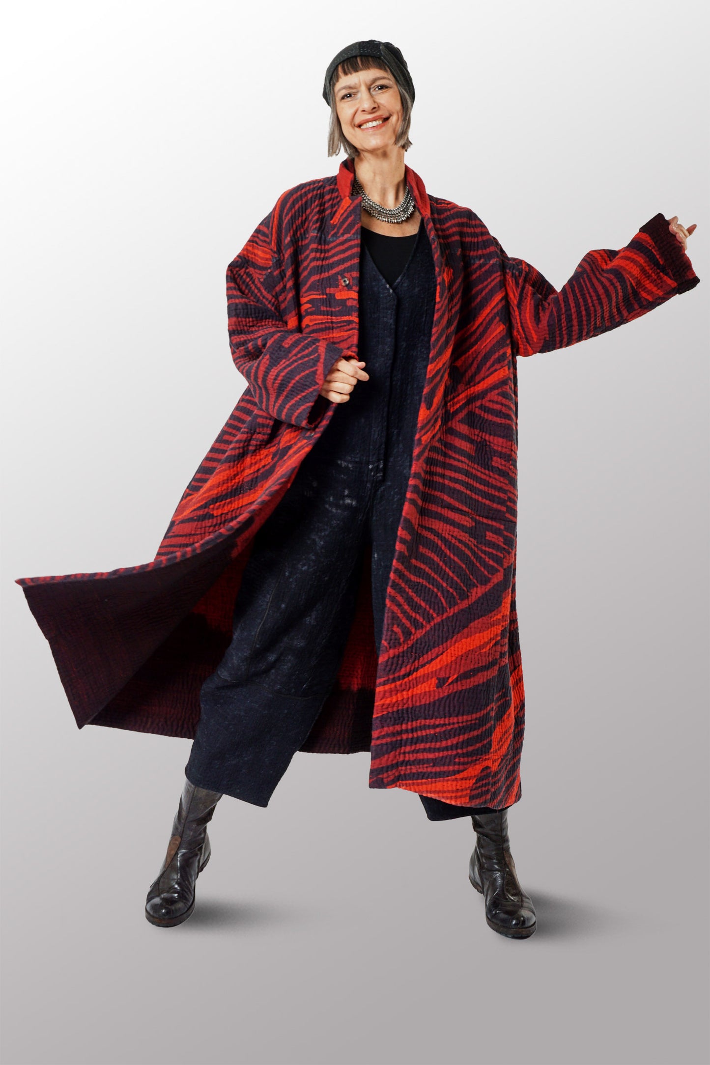 MAGMA AND OMBRE KANTHA NEW OVERSIZED COAT - mw5342-red -