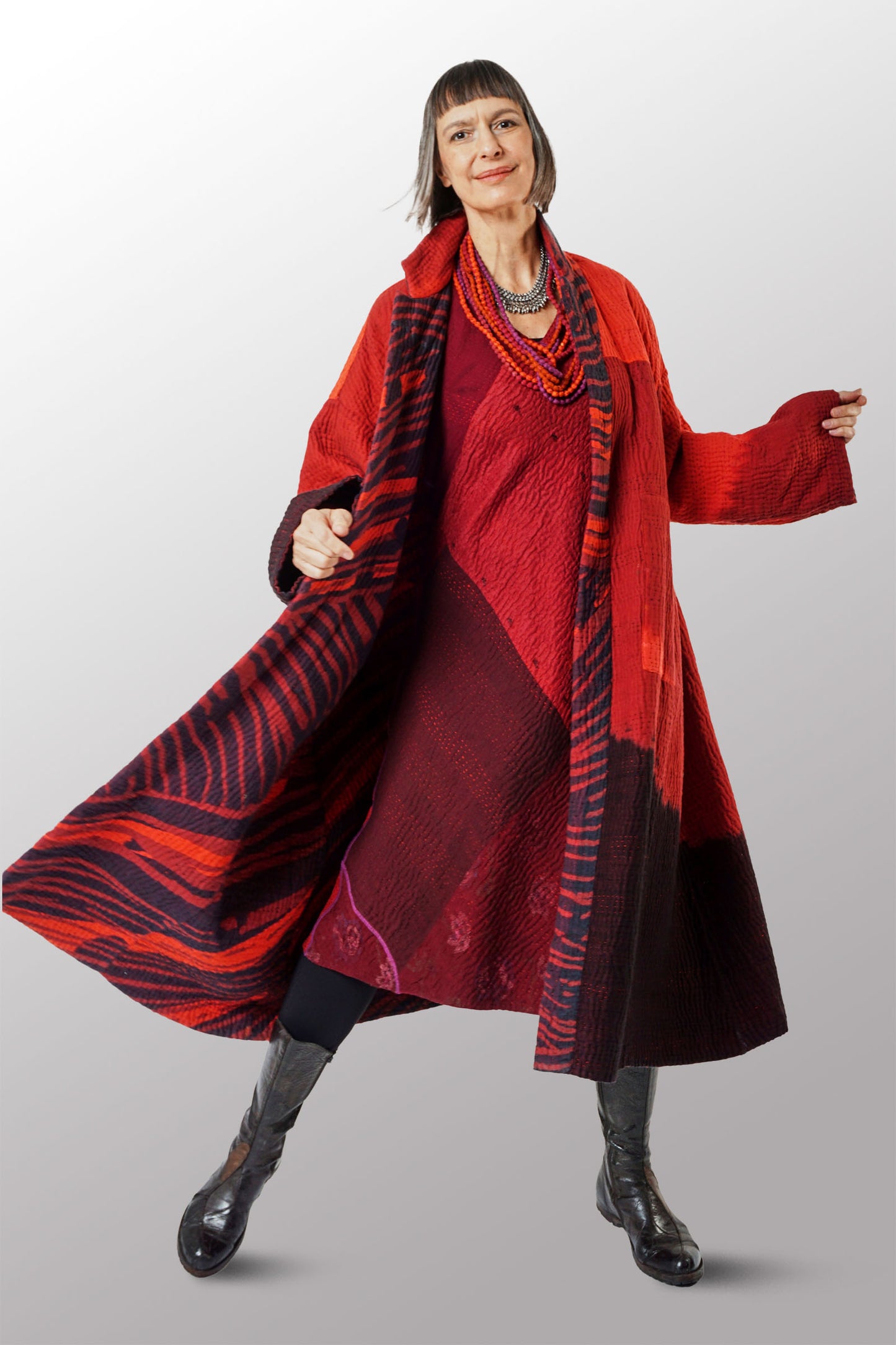 MAGMA AND OMBRE KANTHA NEW OVERSIZED COAT - mw5342-red -