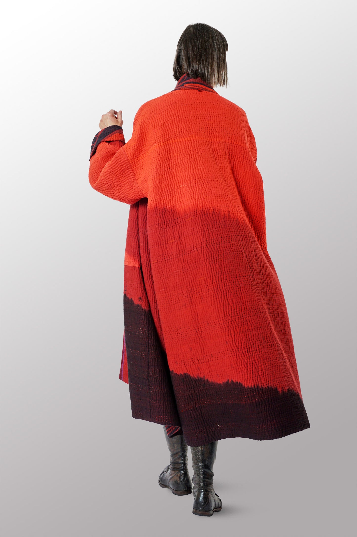 MAGMA AND OMBRE KANTHA NEW OVERSIZED COAT - mw5342-red -