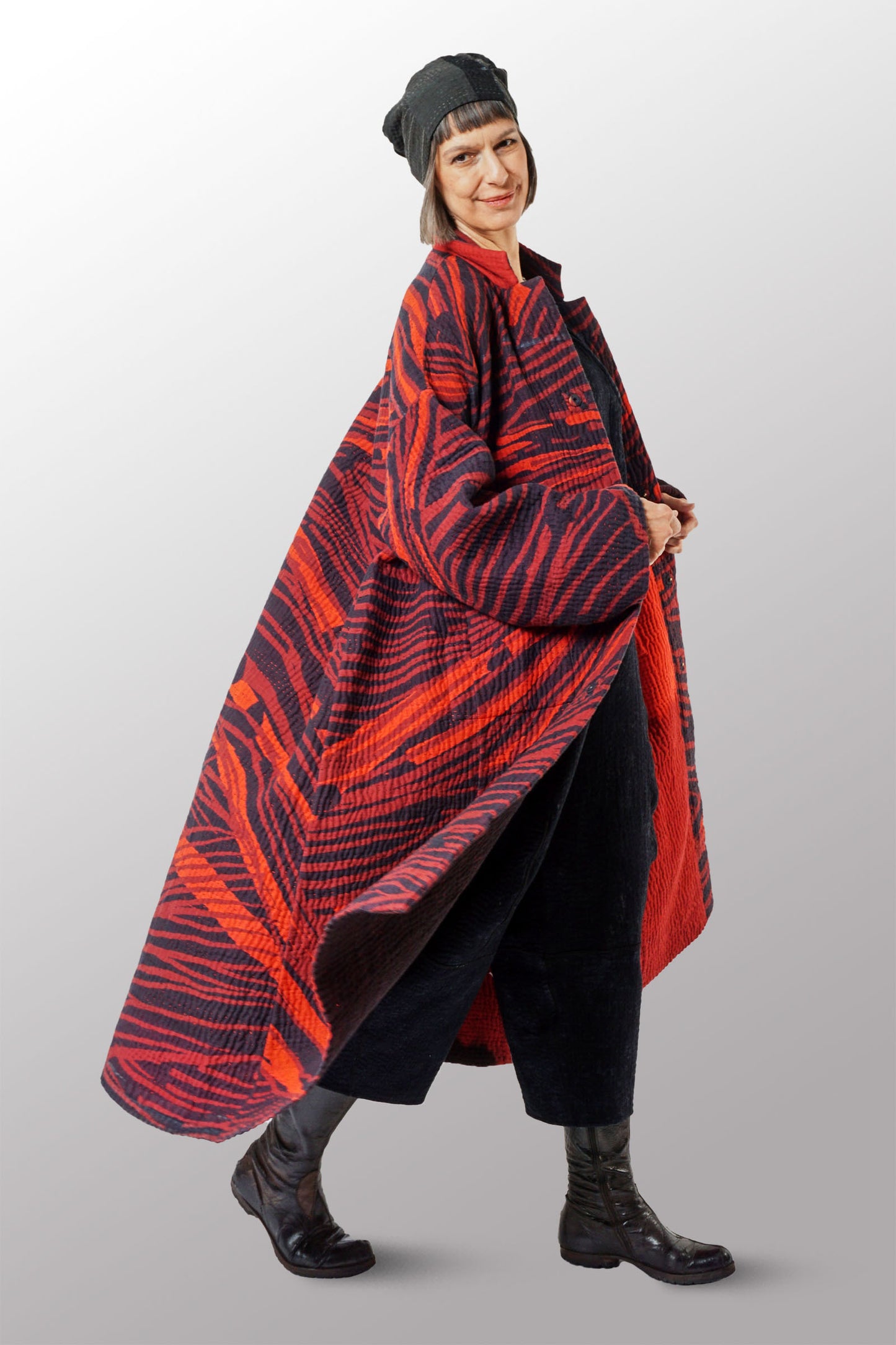 MAGMA AND OMBRE KANTHA NEW OVERSIZED COAT - mw5342-red -