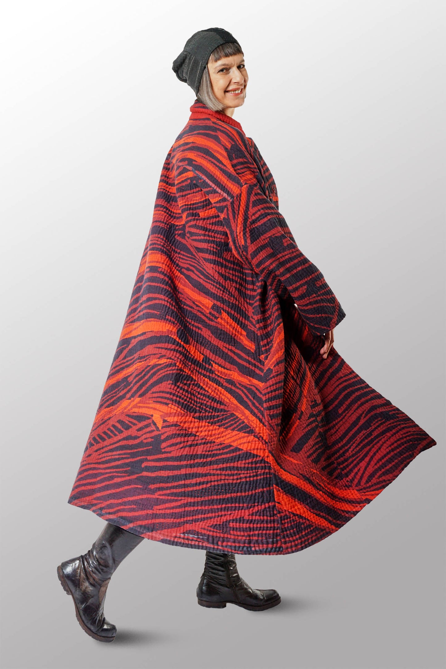 MAGMA AND OMBRE KANTHA NEW OVERSIZED COAT - mw5342-red -
