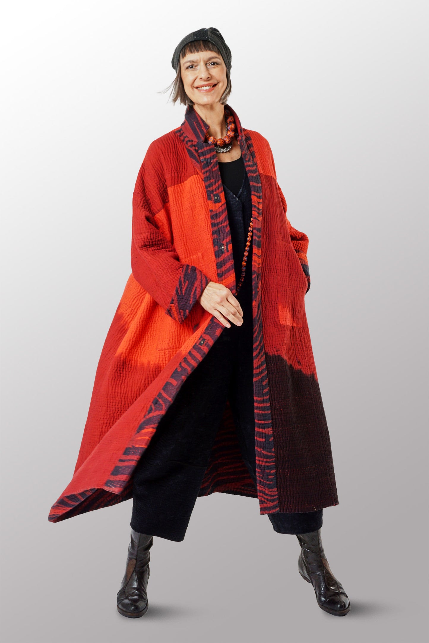 MAGMA AND OMBRE KANTHA NEW OVERSIZED COAT - mw5342-red -