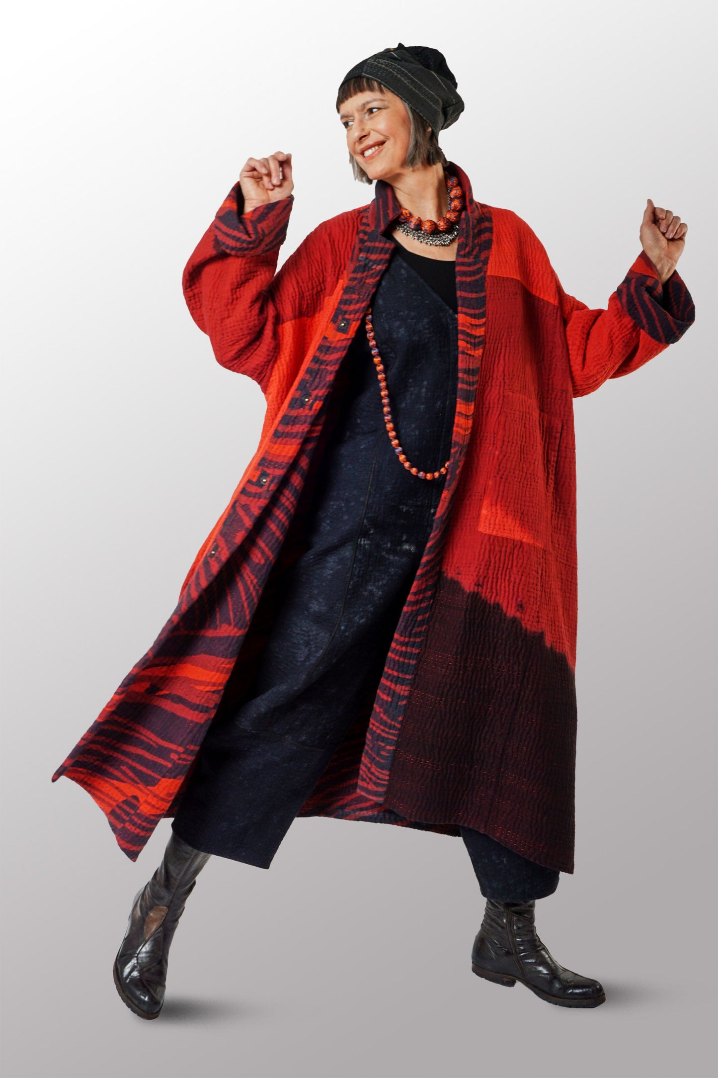 MAGMA AND OMBRE KANTHA NEW OVERSIZED COAT - mw5342-red -