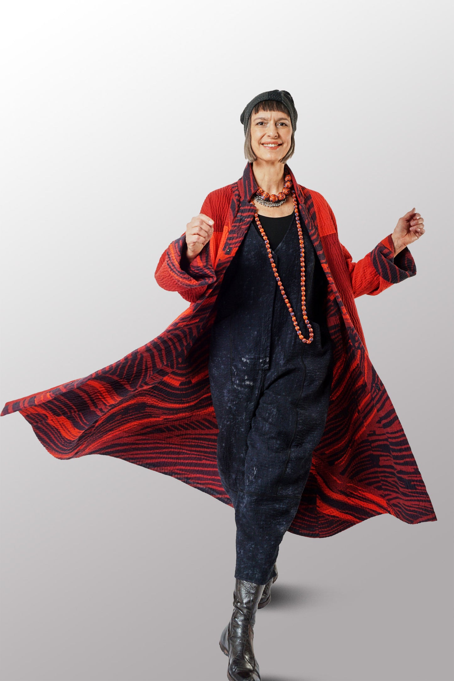 MAGMA AND OMBRE KANTHA NEW OVERSIZED COAT - mw5342-red -