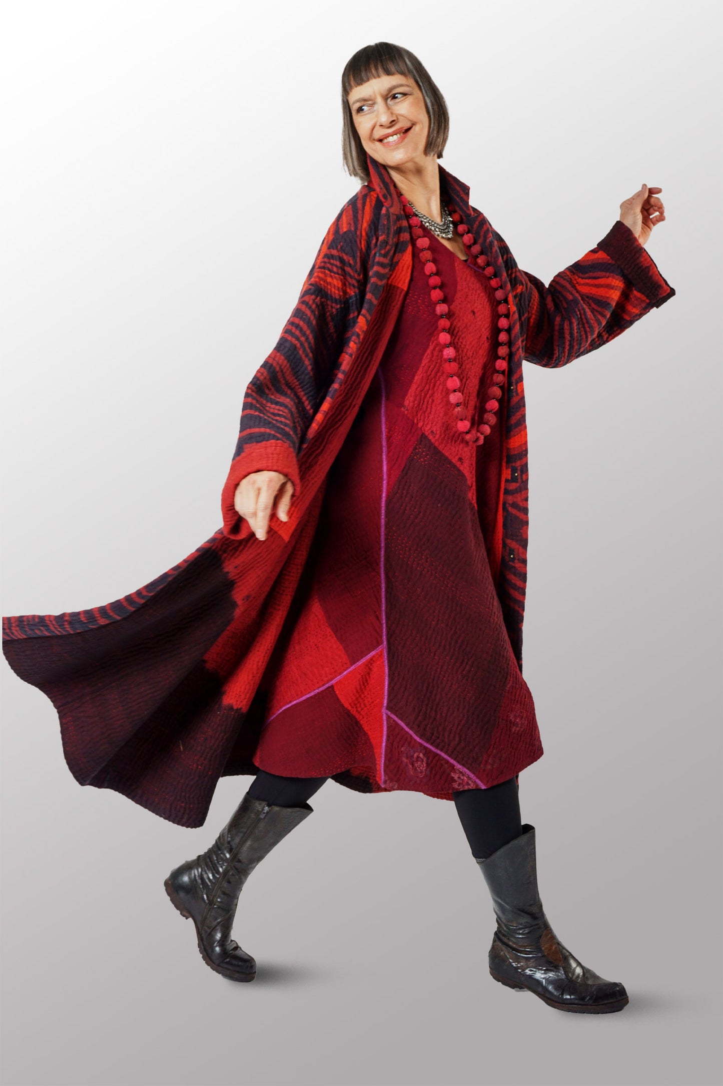MAGMA AND OMBRE KANTHA NEW OVERSIZED COAT - mw5342-red -
