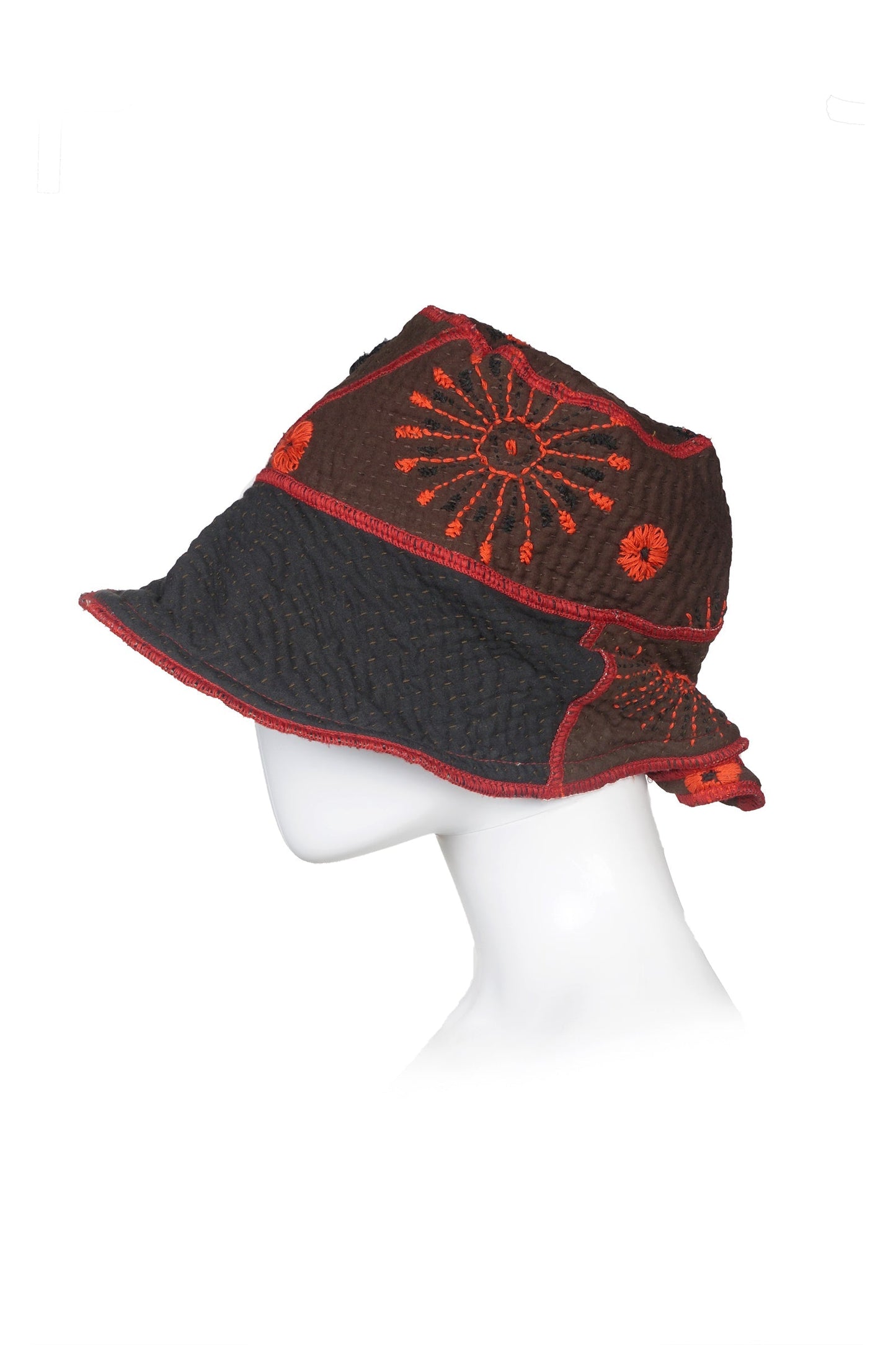 OMBRE SUN RALLI FIREWORKS KANTHA CIRCULAR CUT BRIM HAT - of4882-red -