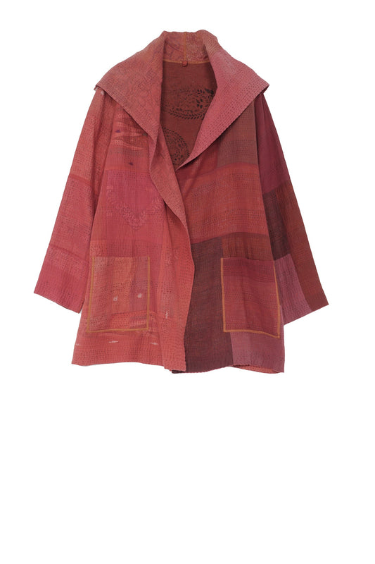 OMBRE PATCHED KANTHA POCKET JKT - op4002-red -