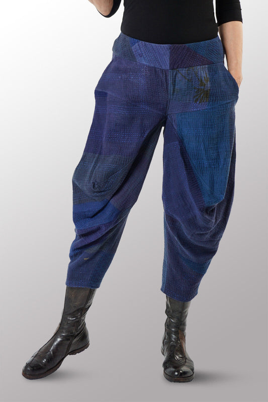 OMBRE PATCHED KANTHA NEW YAMAHA PANTS - op4652-nvy -