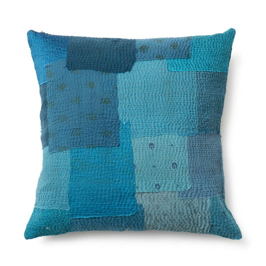 Night Sky Fray Patch Kantha Cushion