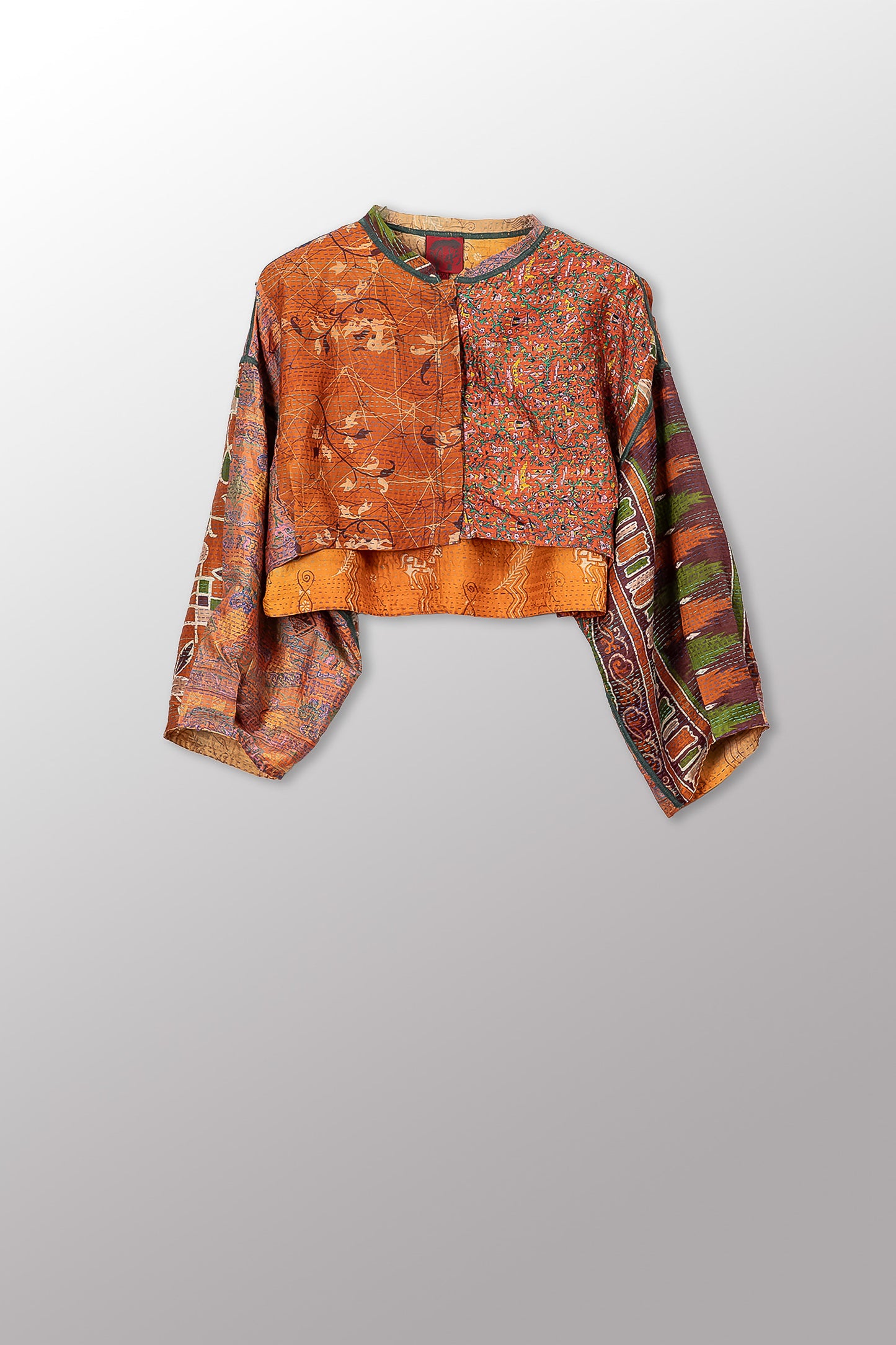 VINTAGE SILK KANTHA SLEEVE JACKET - sv2090-0003s -