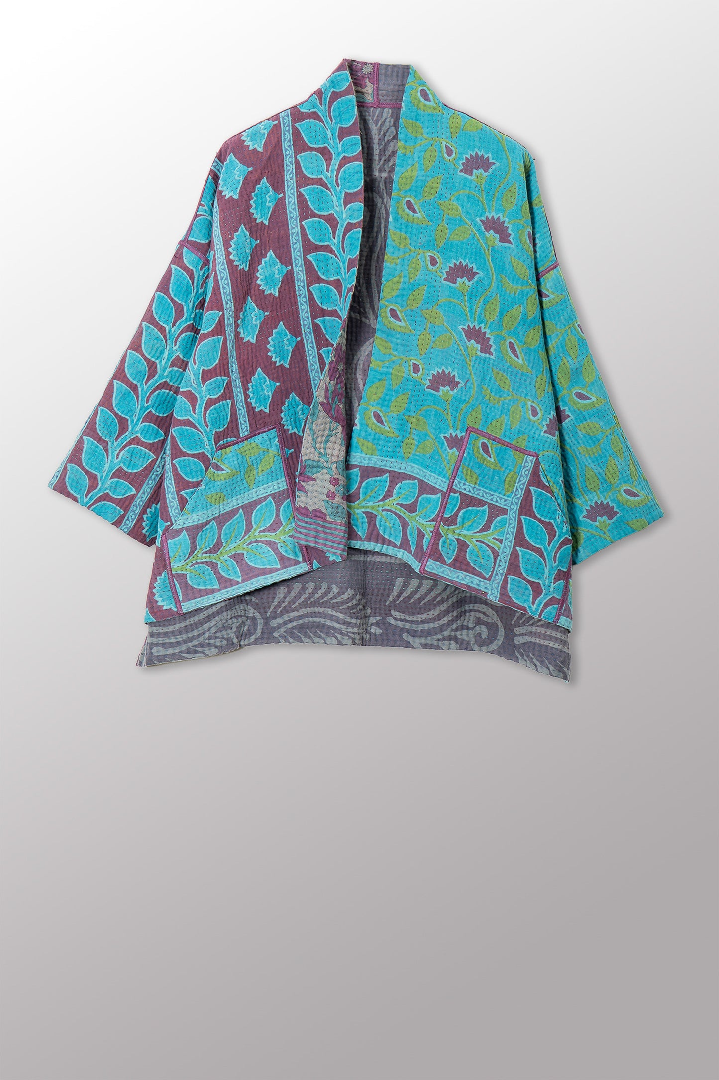 VINTAGE COTTON KANTHA MINI KIMONO JKT - cv4055-0056a -