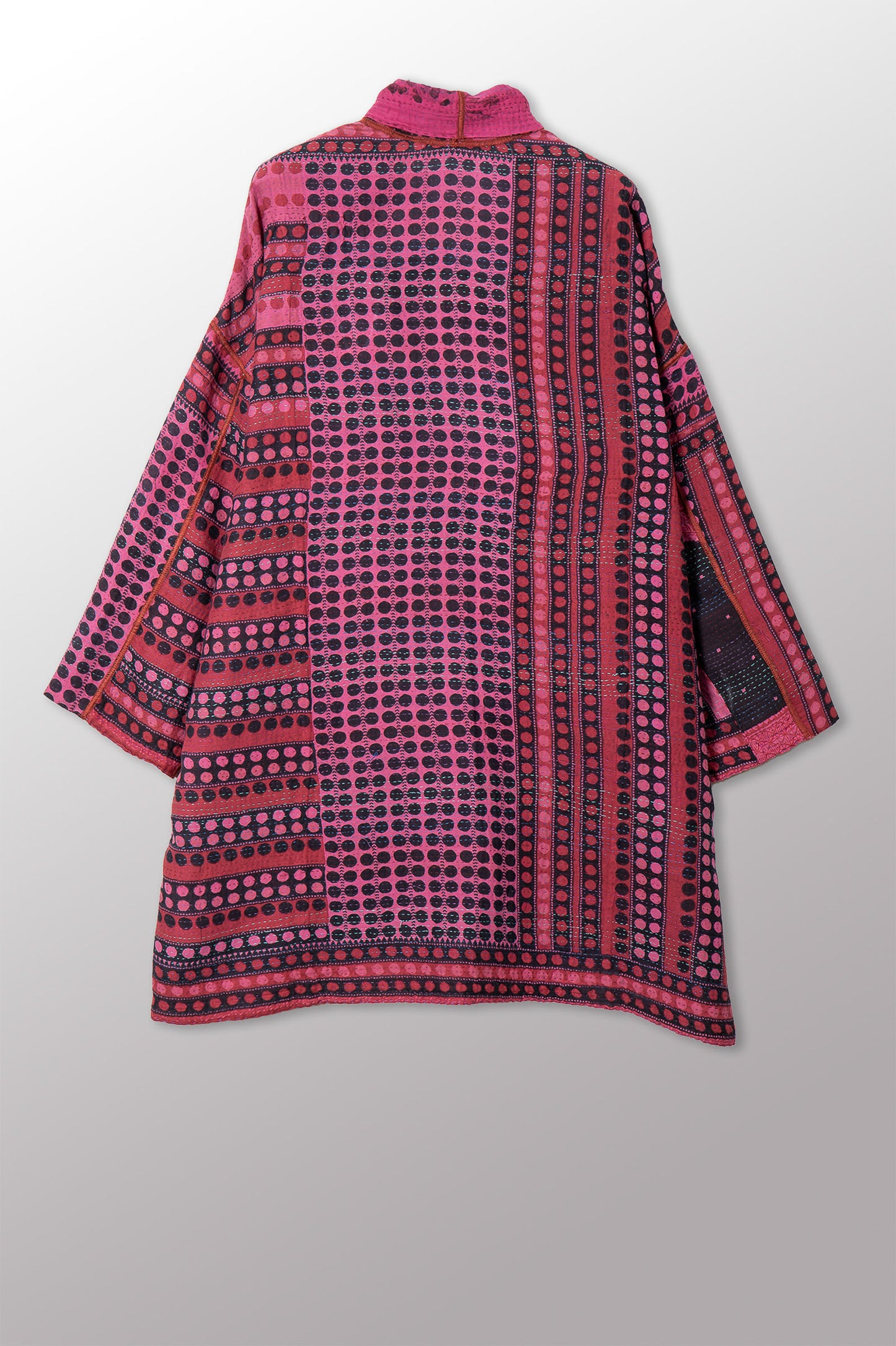 VINTAGE COTTON & NEW VOILE KANTHA HAORI JACKET - cn2068-0005a -