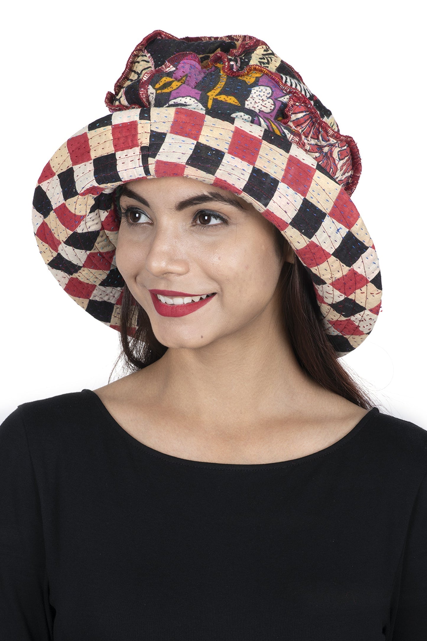 VINTAGE COTTON KANTHA FULL BRIM HAT - cv4889-mlt -