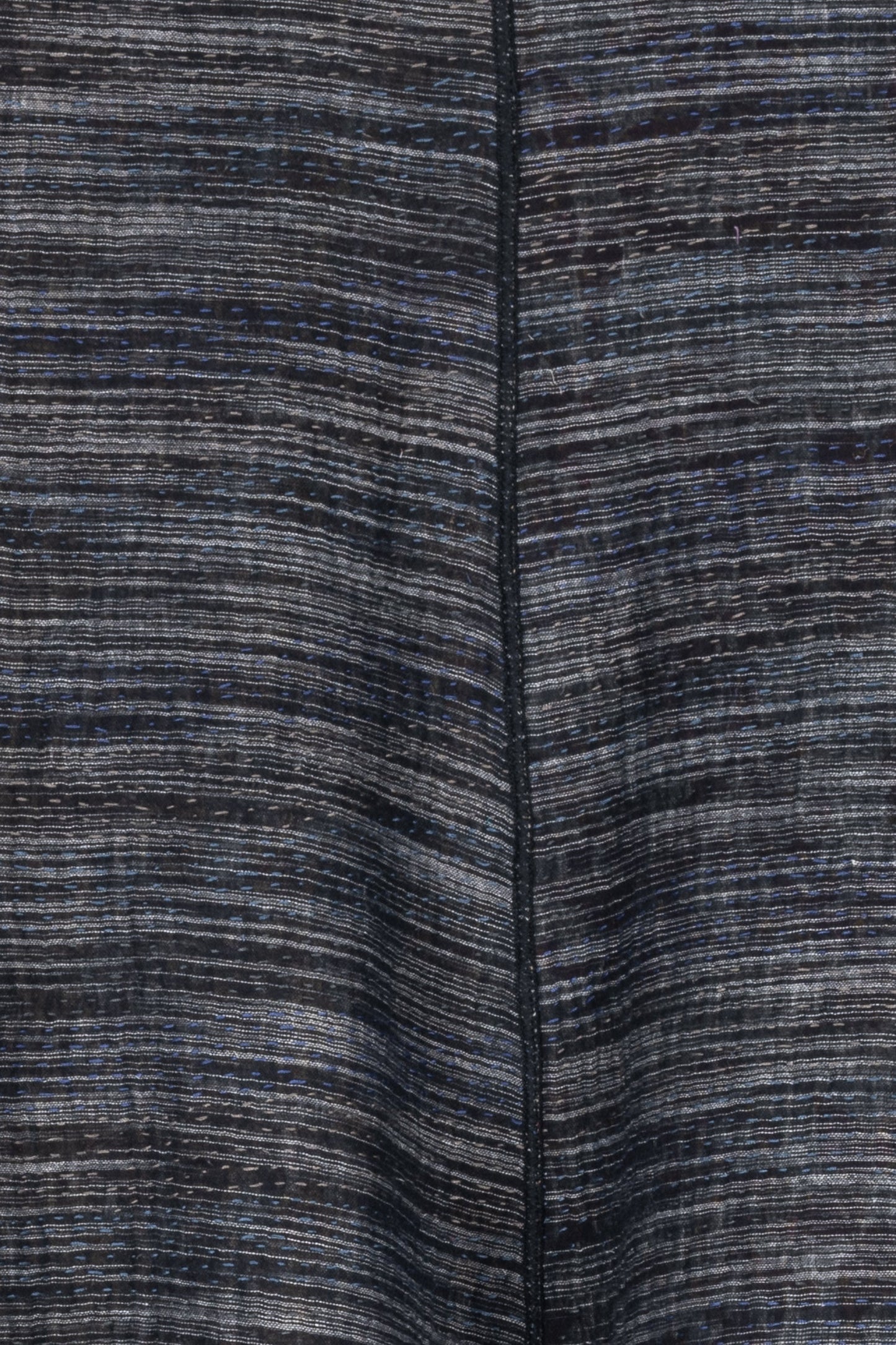 WOVEN IKAT & FRAYED PATCH KANTHA KIMONO ROBE - wk4322-gry -