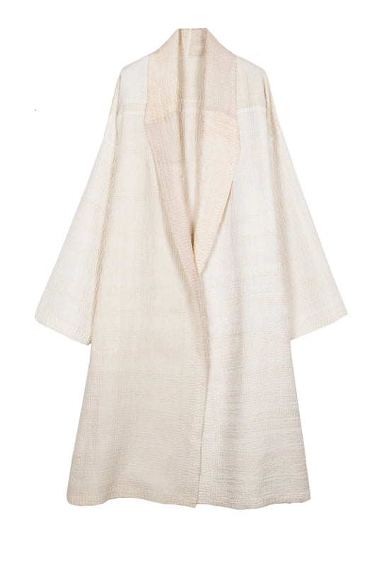 JAIPUR WHITE KANTHA SIMPLE ROBE FOR MEN - jw4335-ivy -
