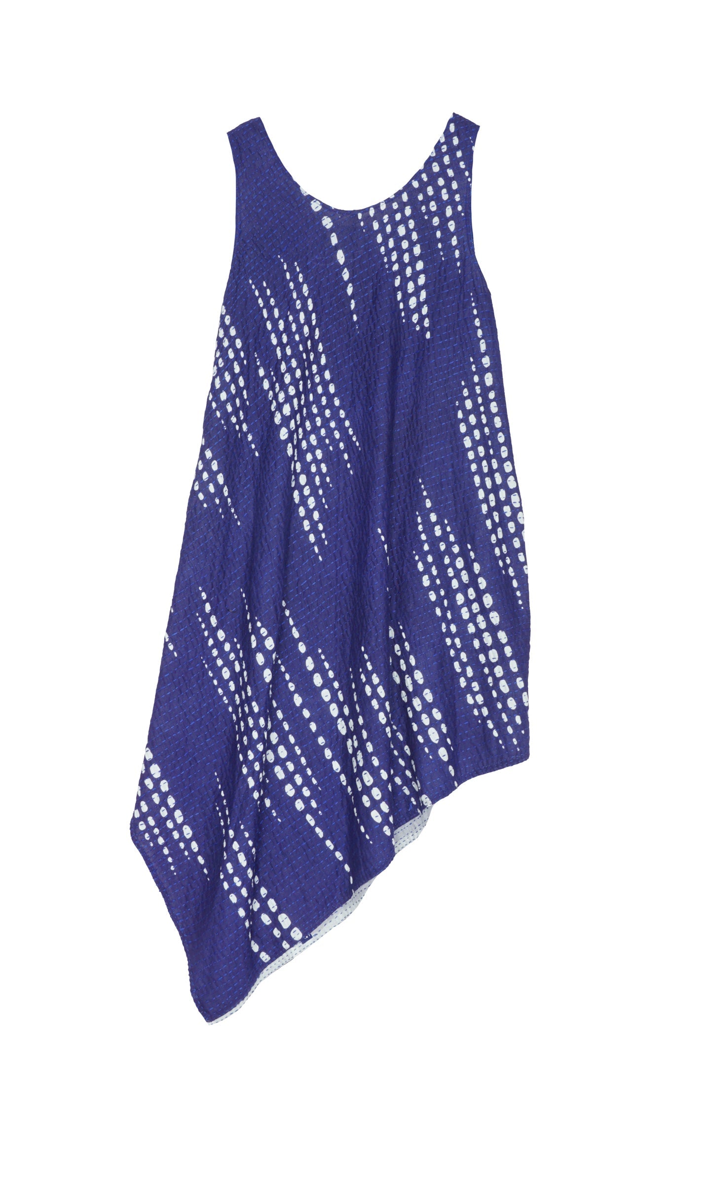 SHIBORI DROP BBK KANTHA TANK FLARE DRESS - sd2402-blu -
