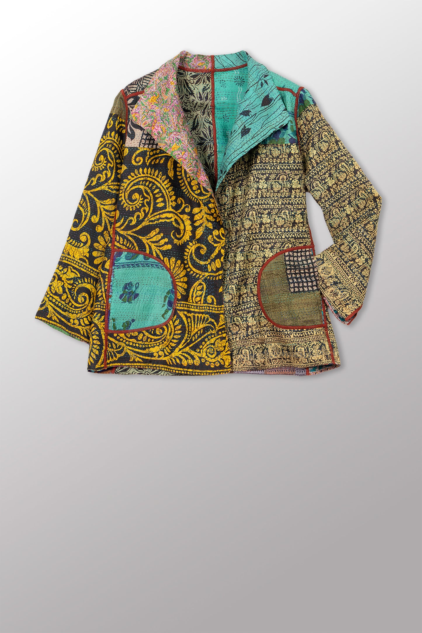VINTAGE SILK KANTHA SHORT JKT - sv2007-0077l -