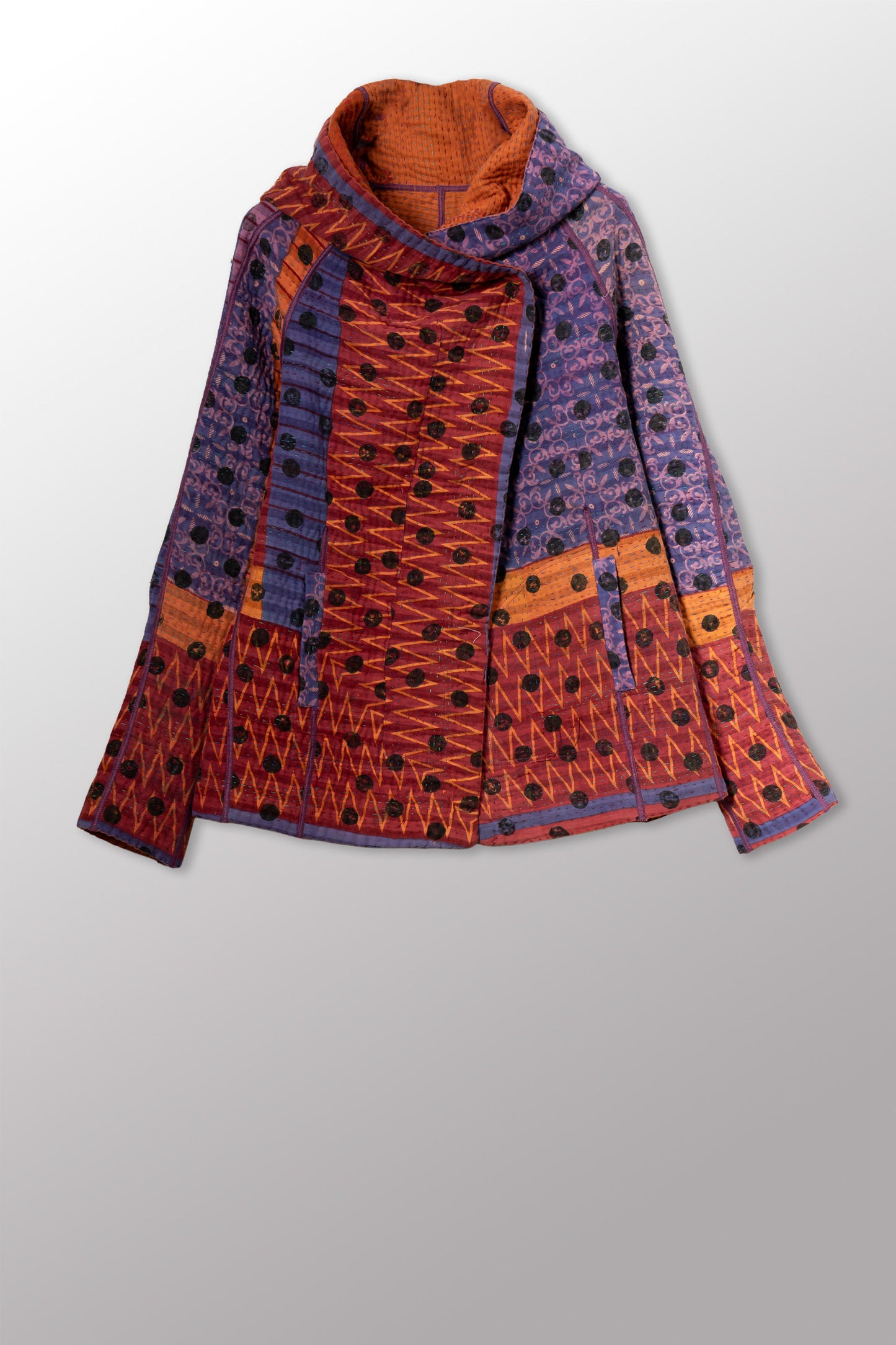 COTTON OVERDYE KANTHA HOODIE JACKET - ov4036-corg002s -