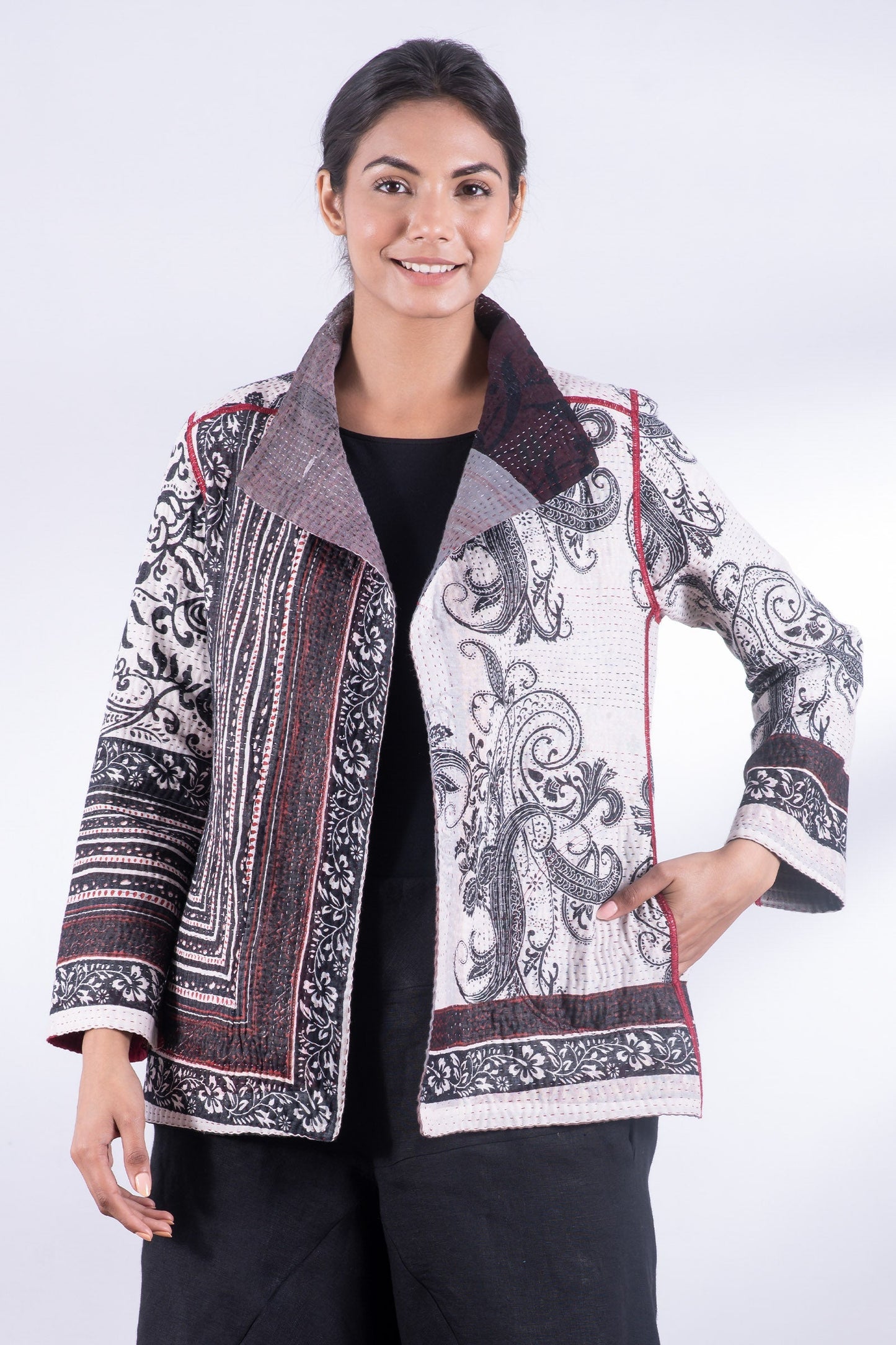 PAISLEY & PATCH KANTHA SHORT JKT - py4007-wht -
