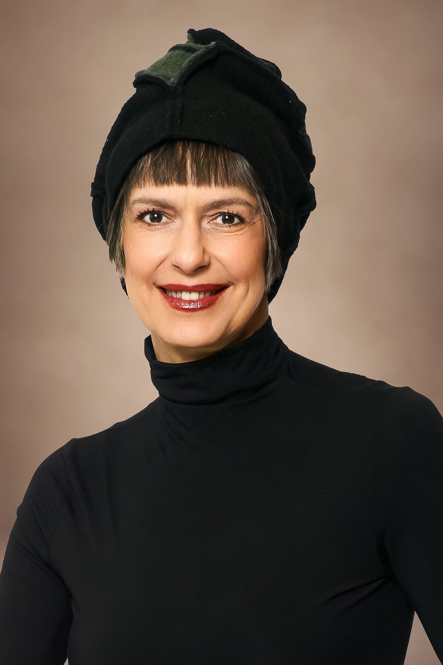 CIRCLE TIE DYE BOILED WOOL PATCHWORK HAT - tw1880-blk -