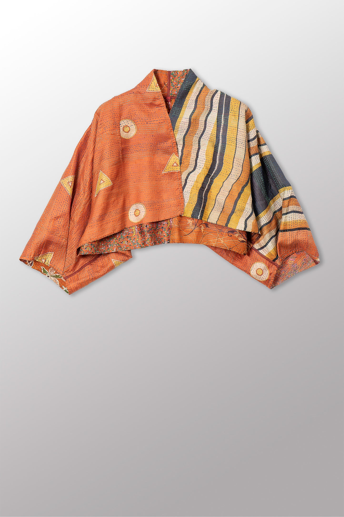 VINTAGE SILK KANTHA PUFF SLV. SHRUG - sv2062-0017a -