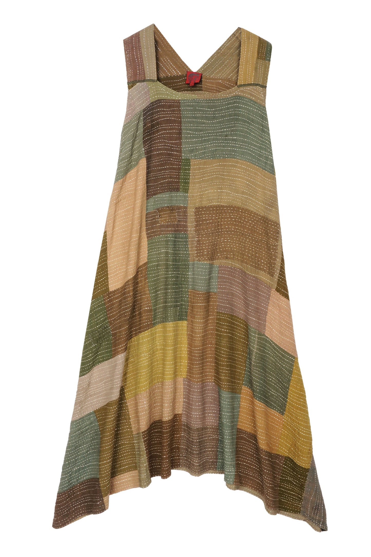 SOLID PATCH KANTHA TENT DRESS - ps2413-ntl -