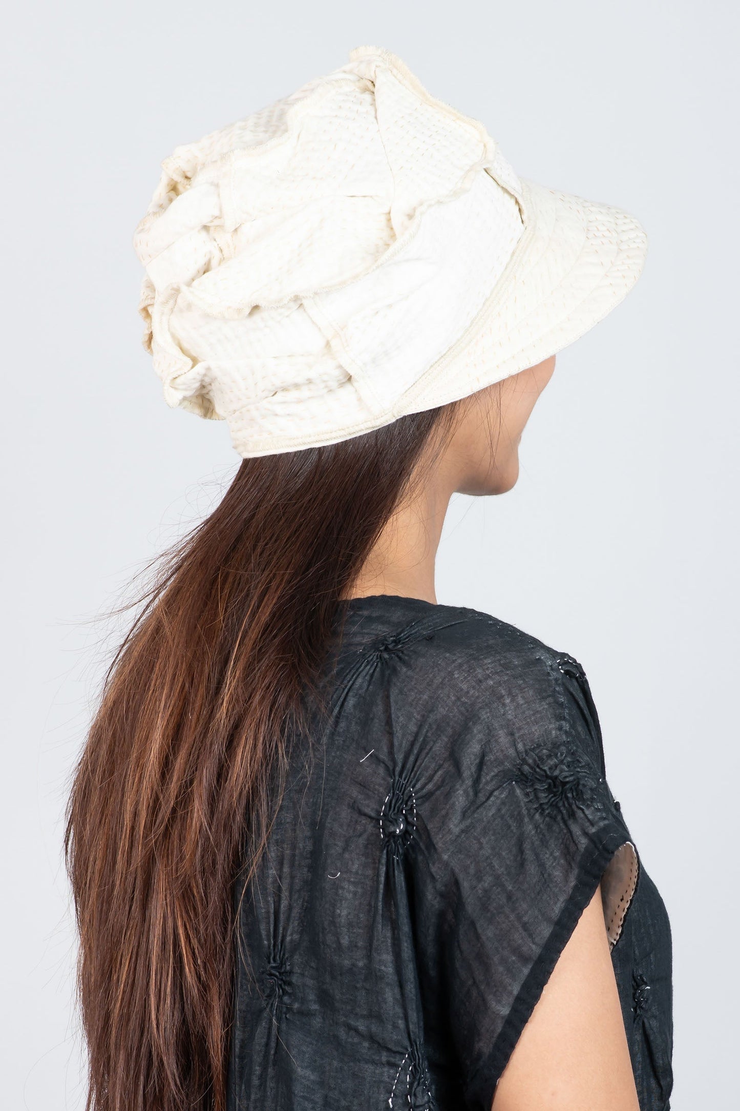 JAIPUR WHITE KANTHA HALF BRIM HAT - jw4881-ivy -