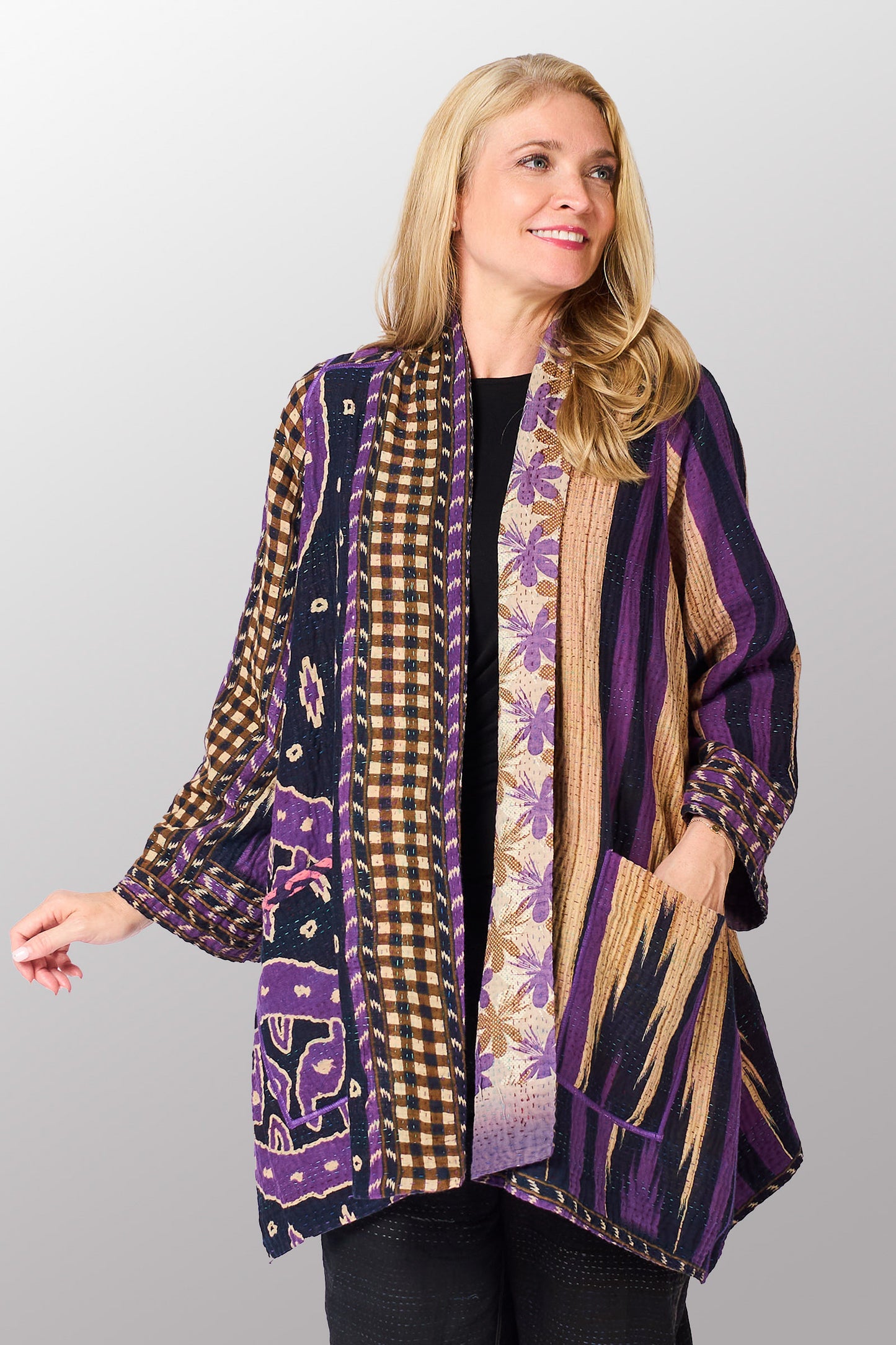 VINTAGE COTTON KANTHA A-LINE JKT - cv4003-0451a -
